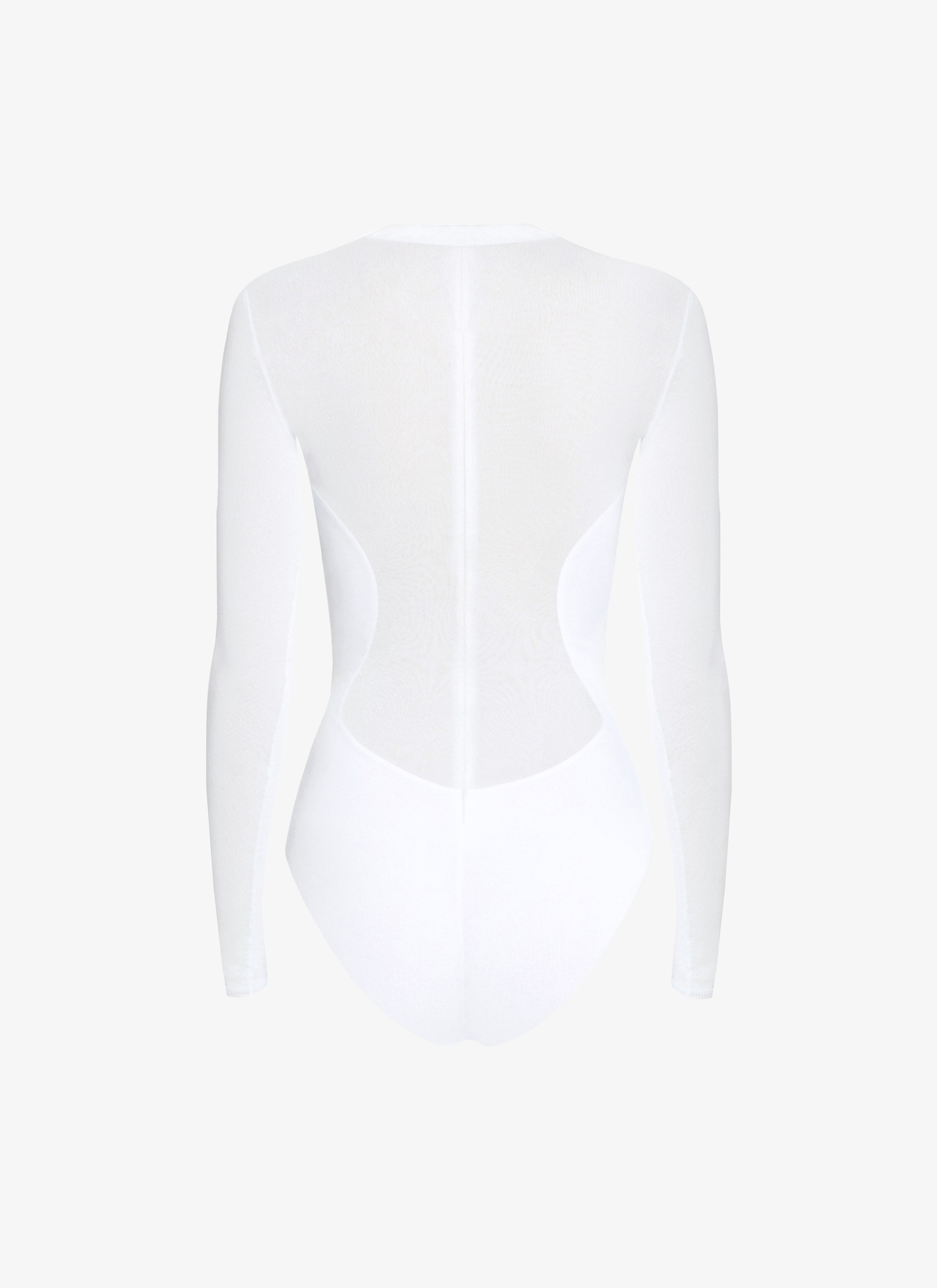 ALAÏA WHITE SHEER CREPE BODYSUIT