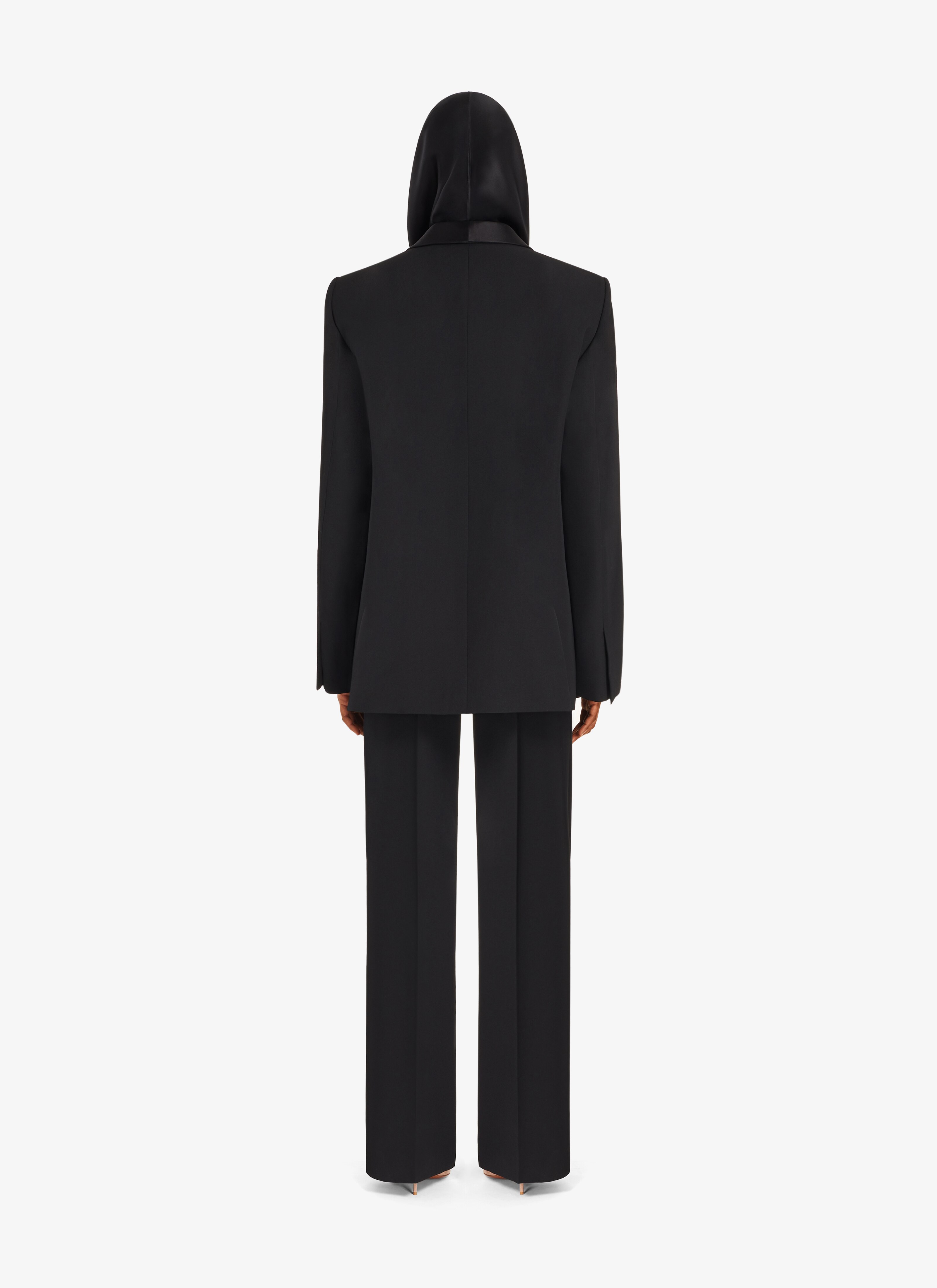ALAÏA BLACK HOODED SILK BODY