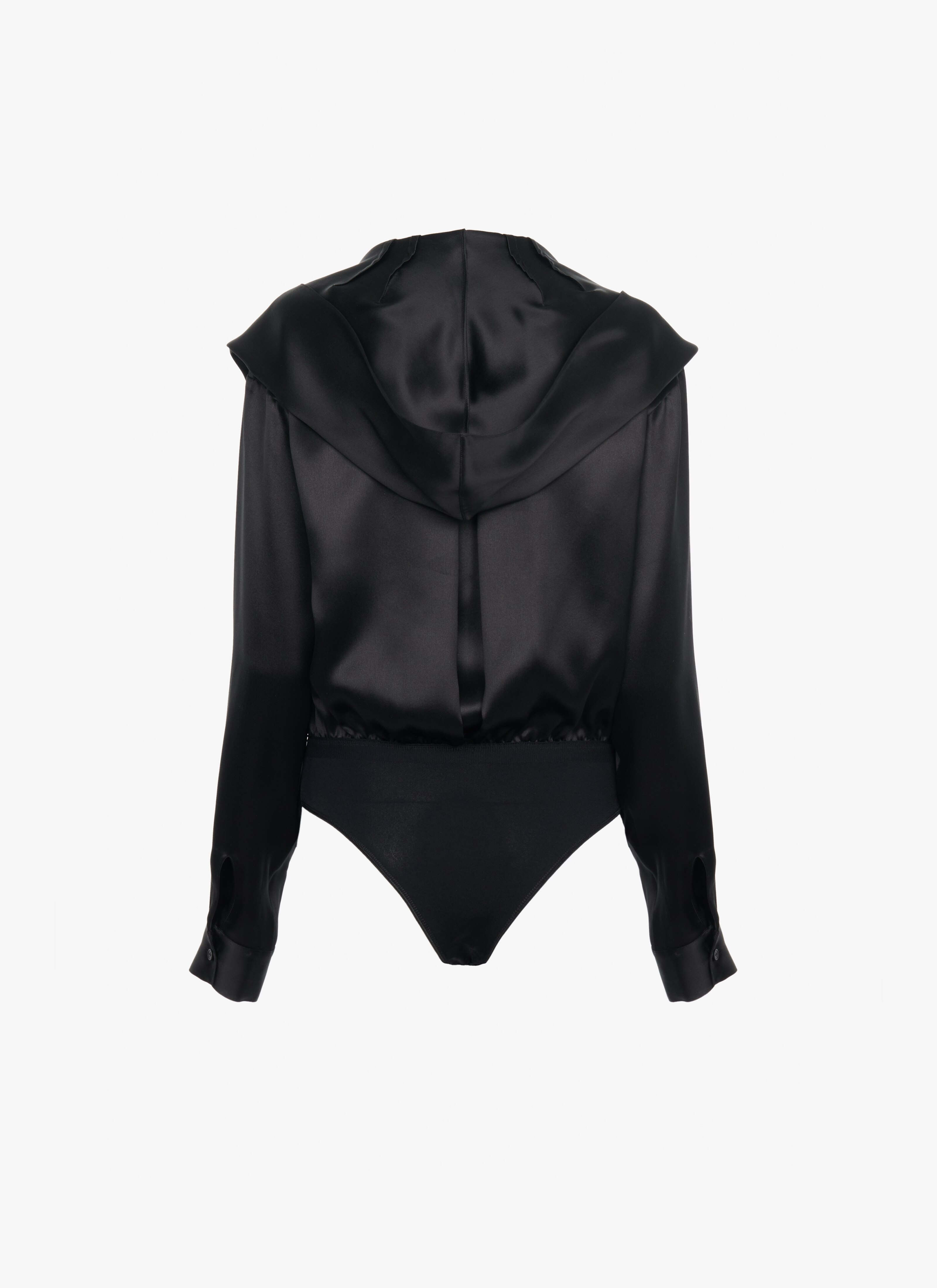 ALAÏA BLACK HOODED SILK BODY