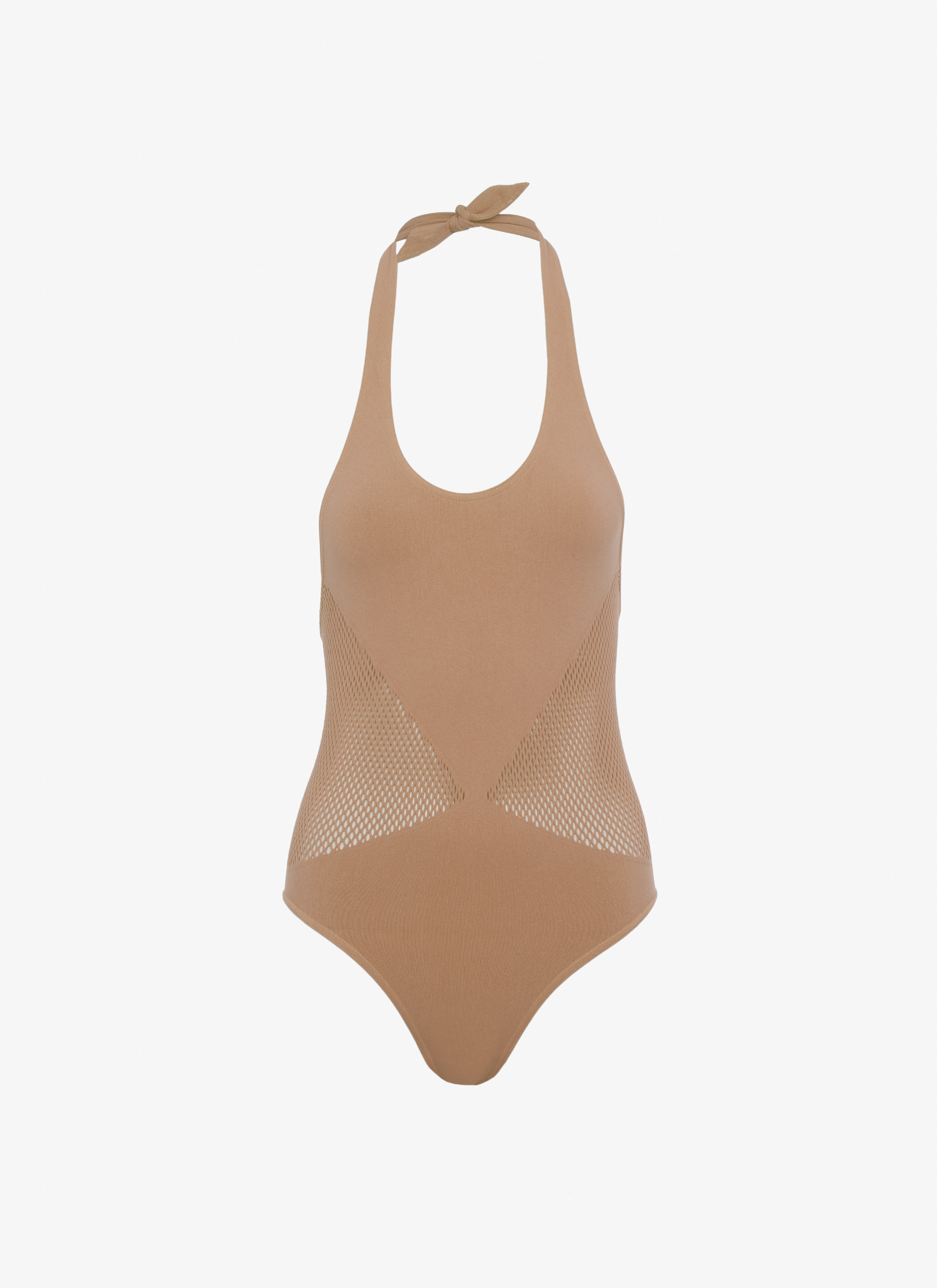 ALAÏA DARK CAMEL EINTEILIGER RÜCKENFREIER BADEANZUG