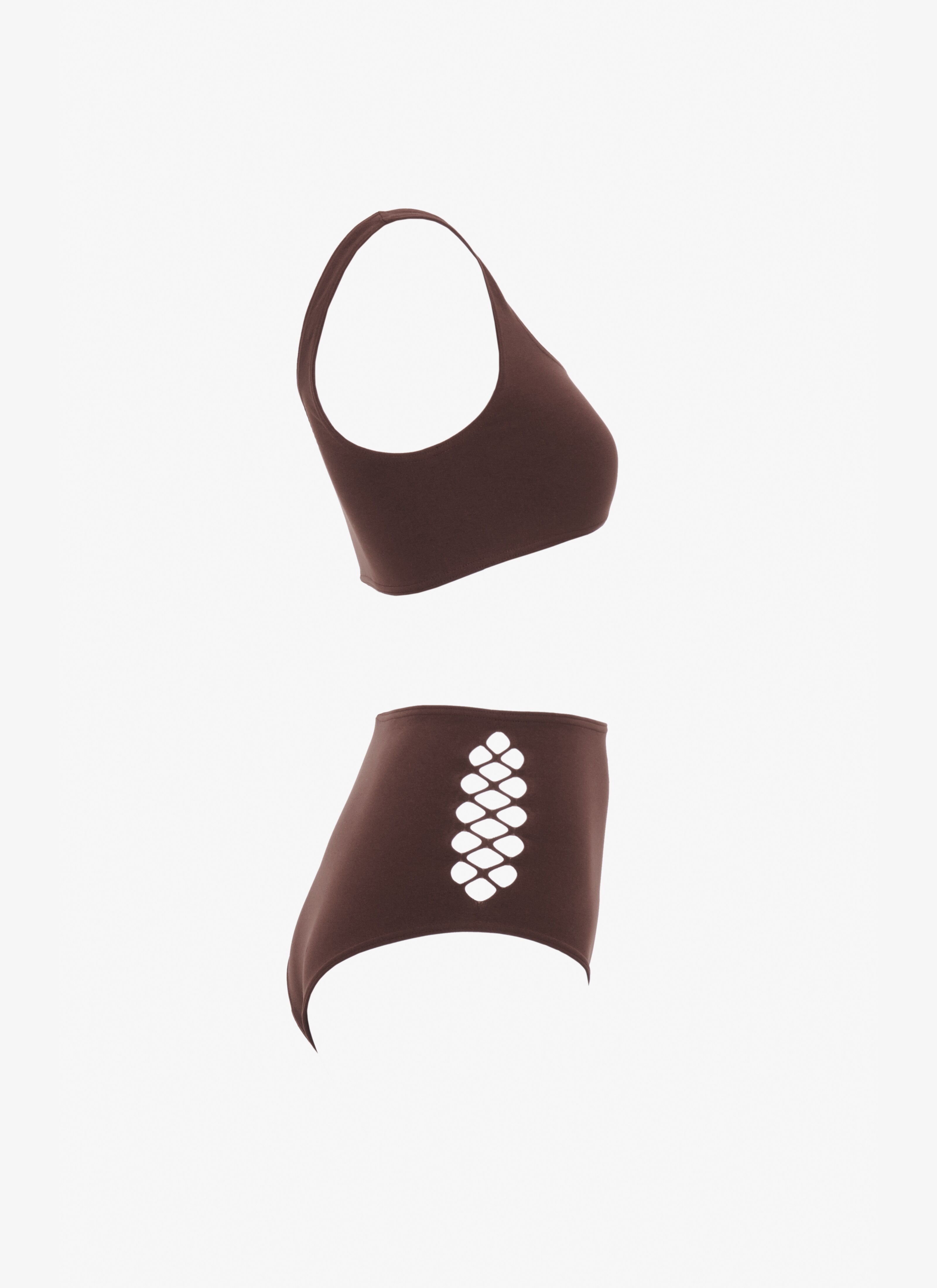 ALAÏA DARK BROWN CORSET BIKINI