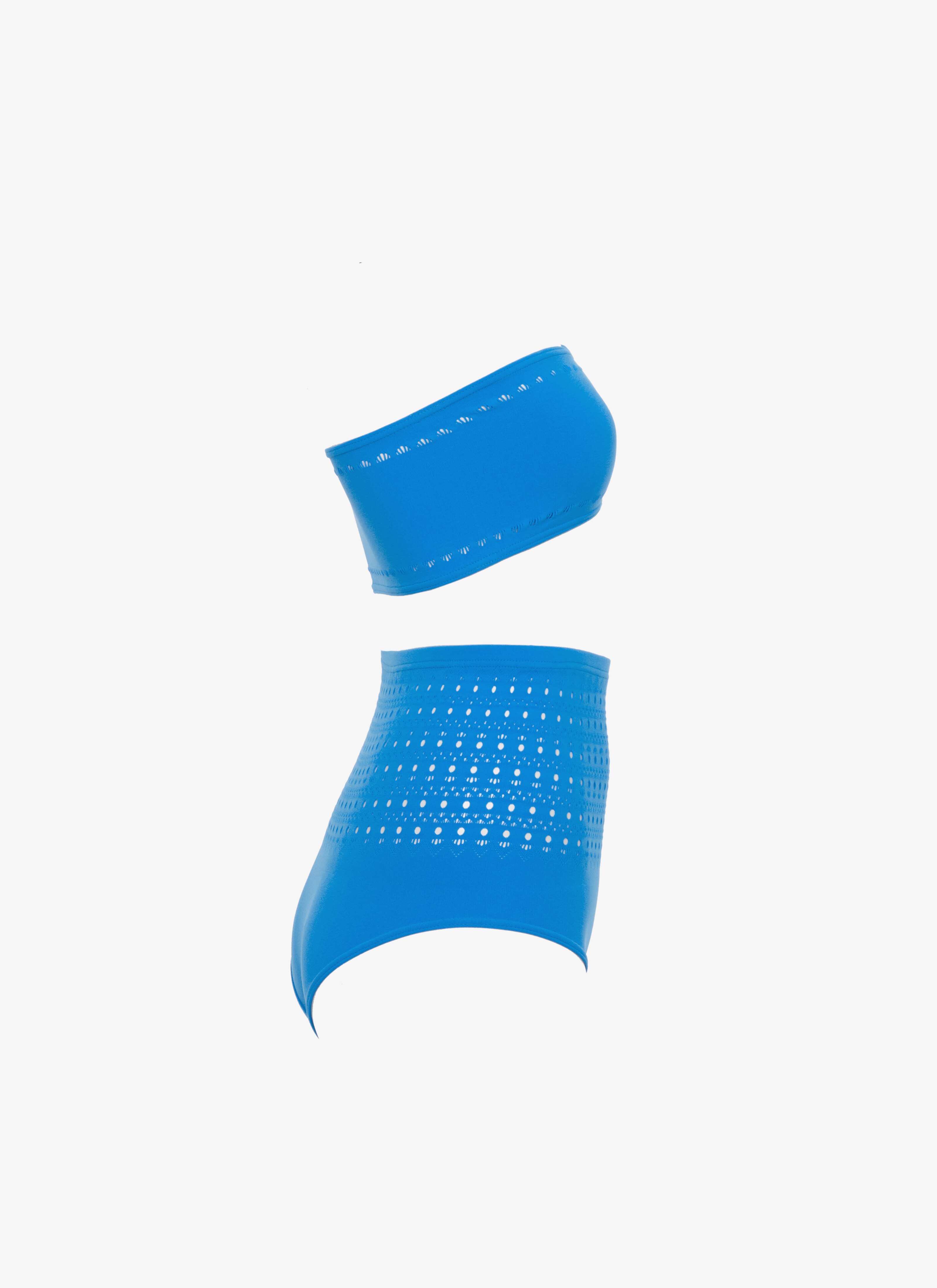 ALAÏA LIGHT BLUE BIKINI SEAMLESS SWIMWUIT
