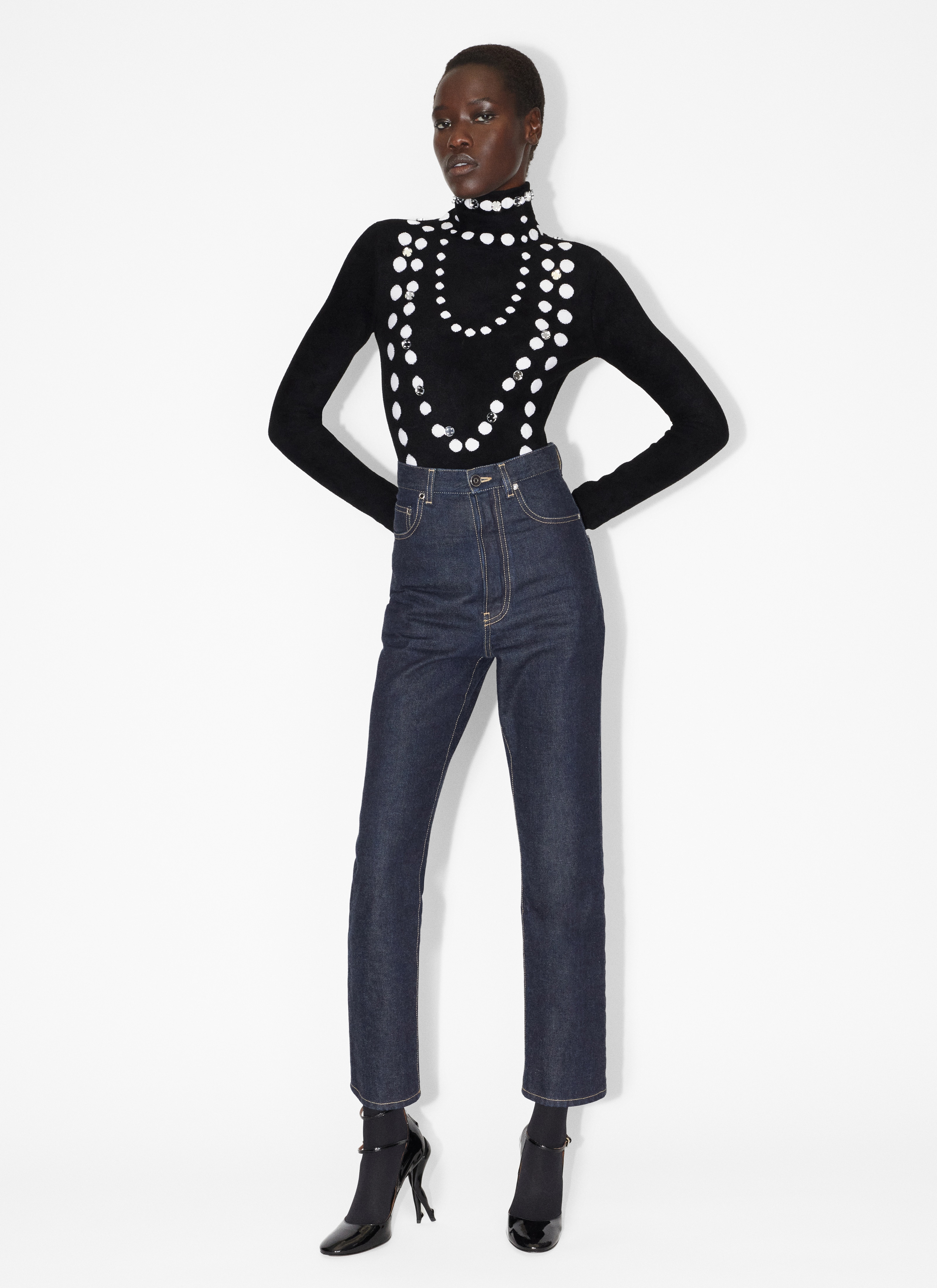 ALAÏA BLACK VELVET PEARL BODY