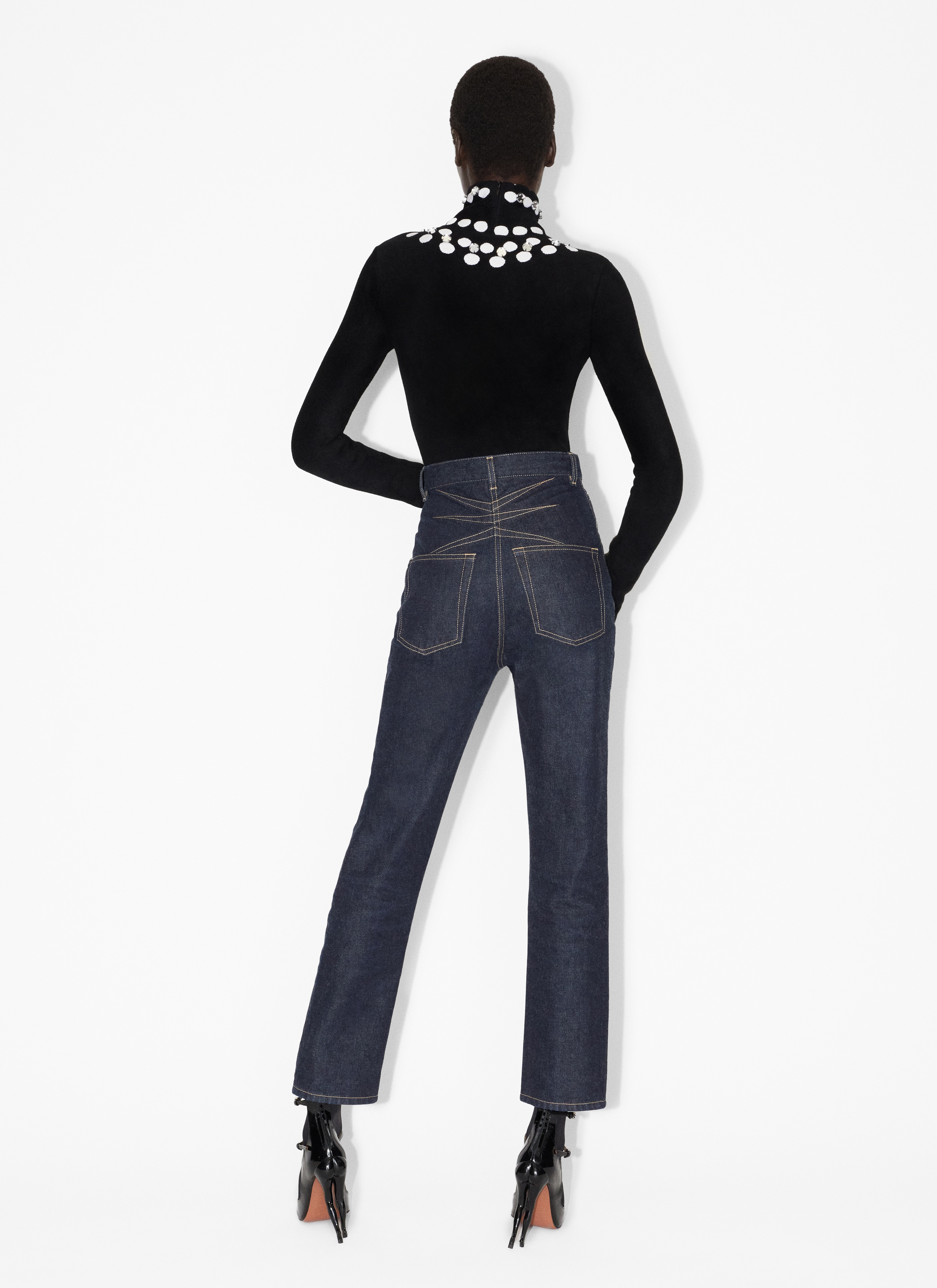 ALAÏA BLACK VELVET PEARL BODY