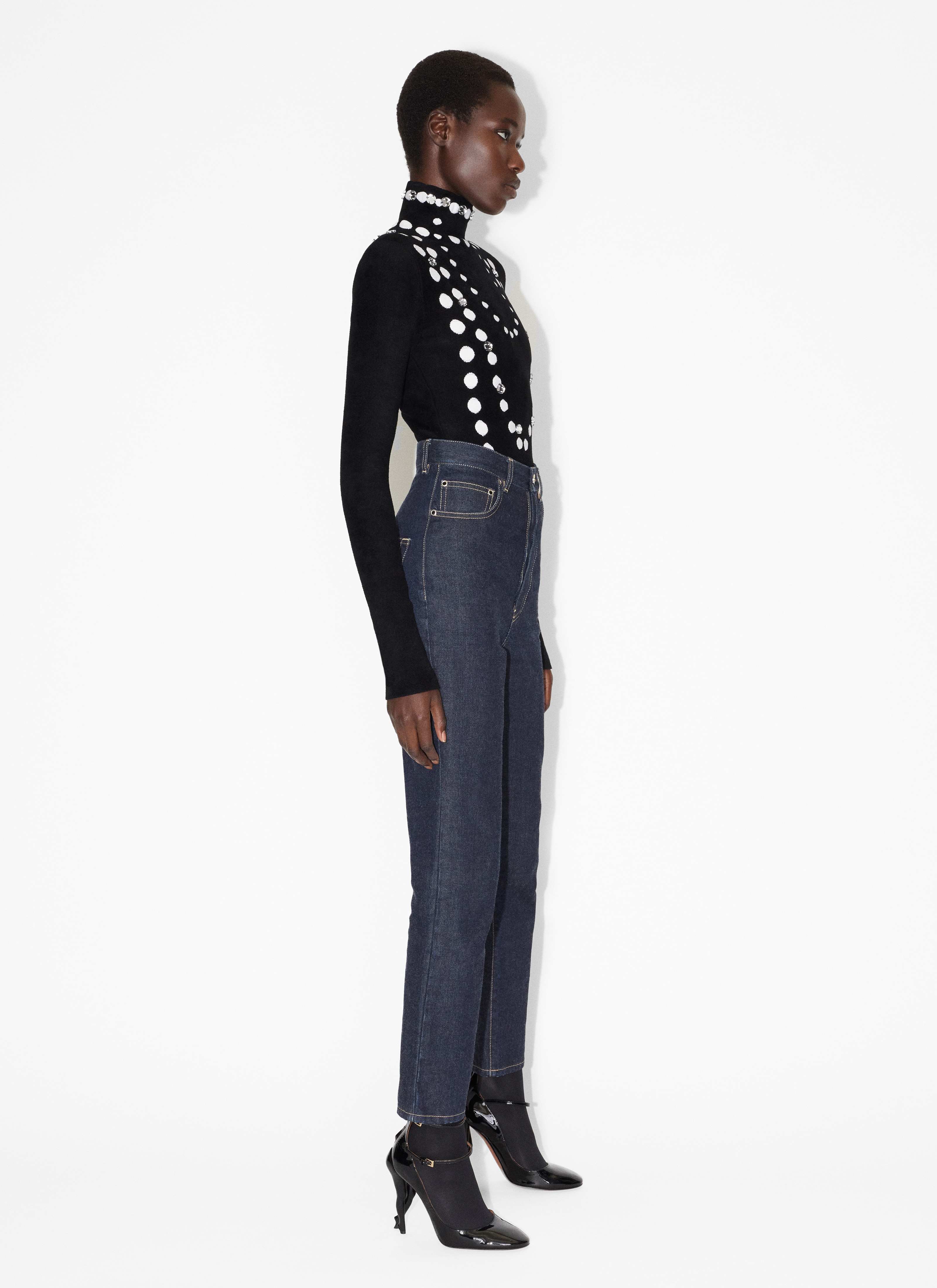 ALAÏA BLACK VELVET PEARL BODY