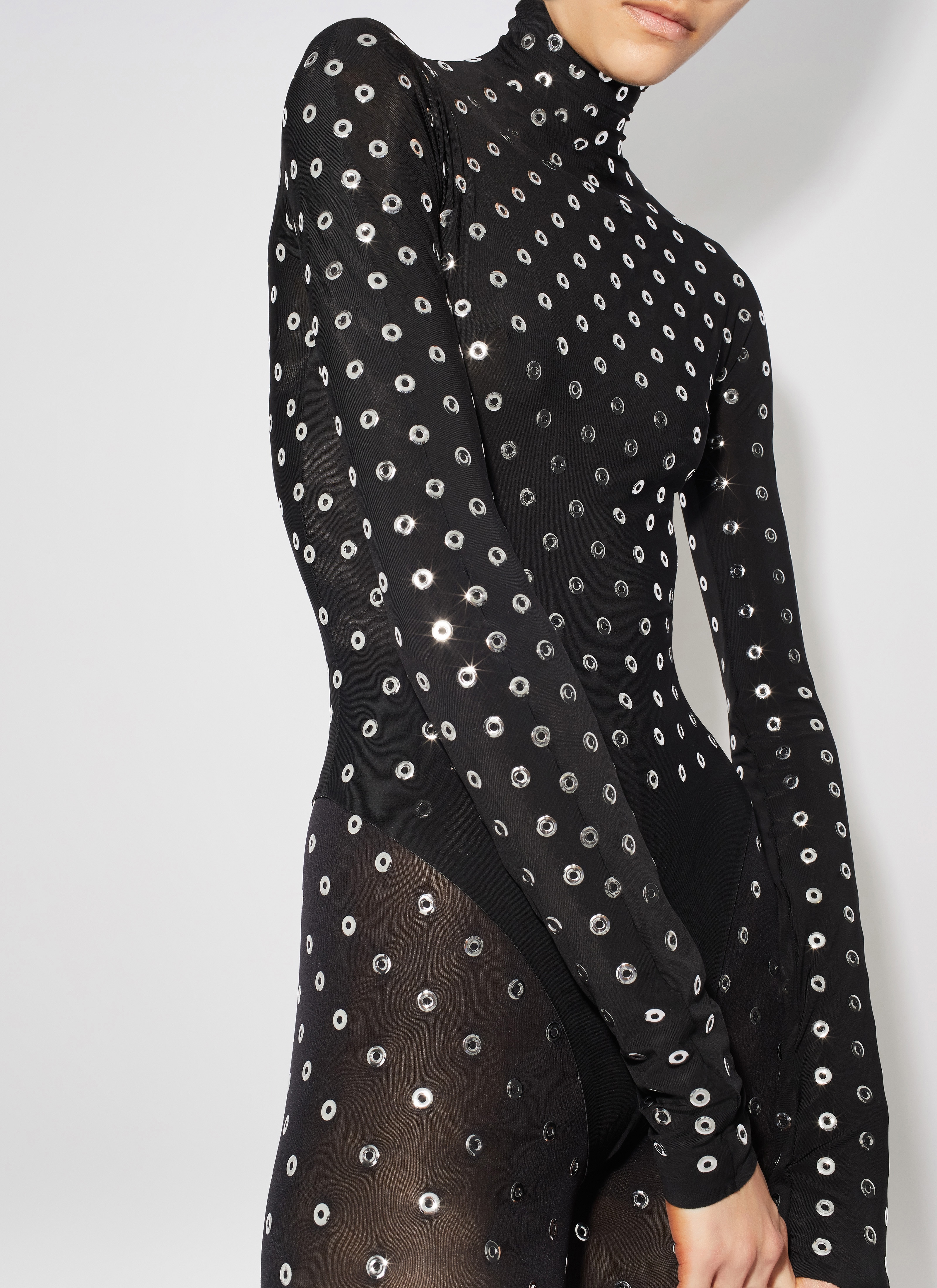 ALAÏA BLACK EYELET JERSEY BODY