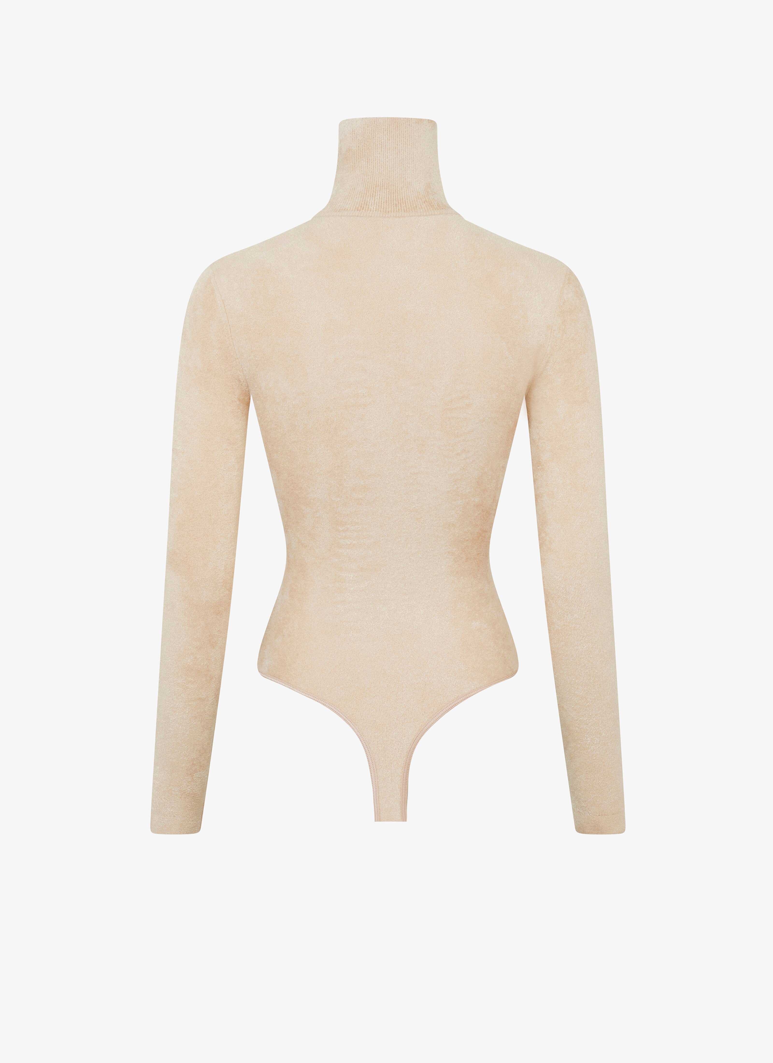 ALAÏA BROWN VELVET HIGHNECK BODY
