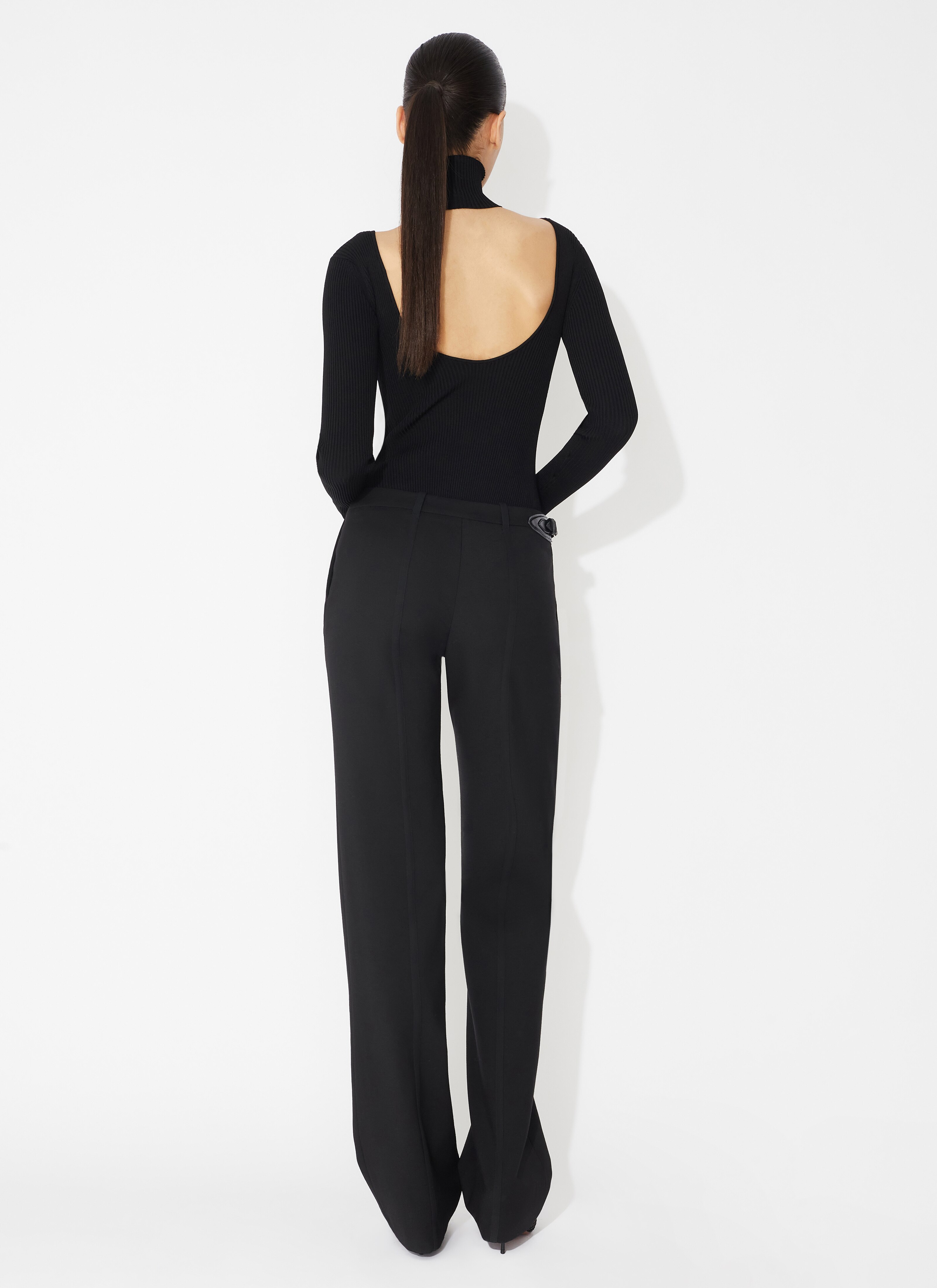 ALAÏA BLACK CUT-OUT RIB BODY