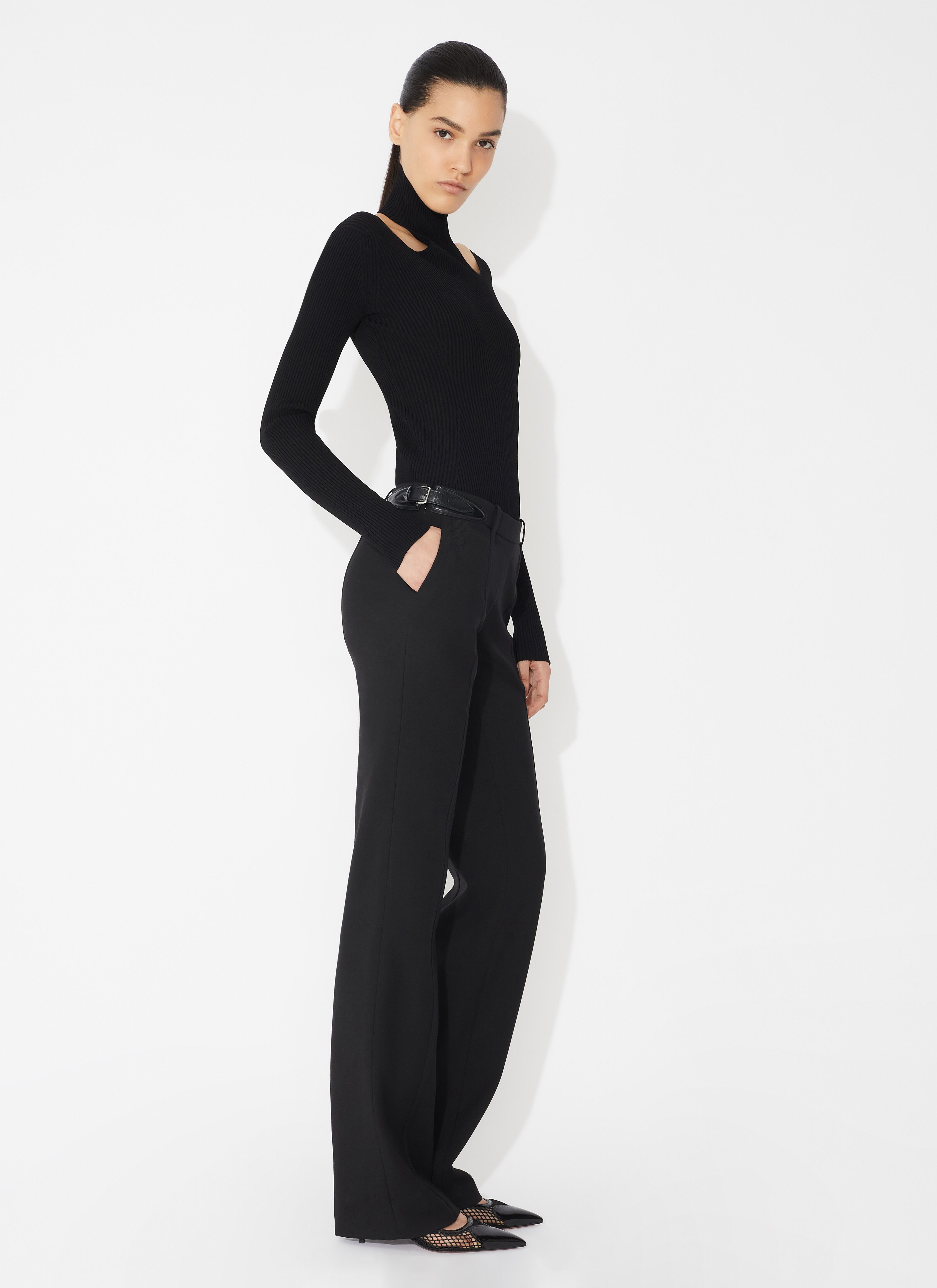 ALAÏA BLACK CUT-OUT RIB BODY