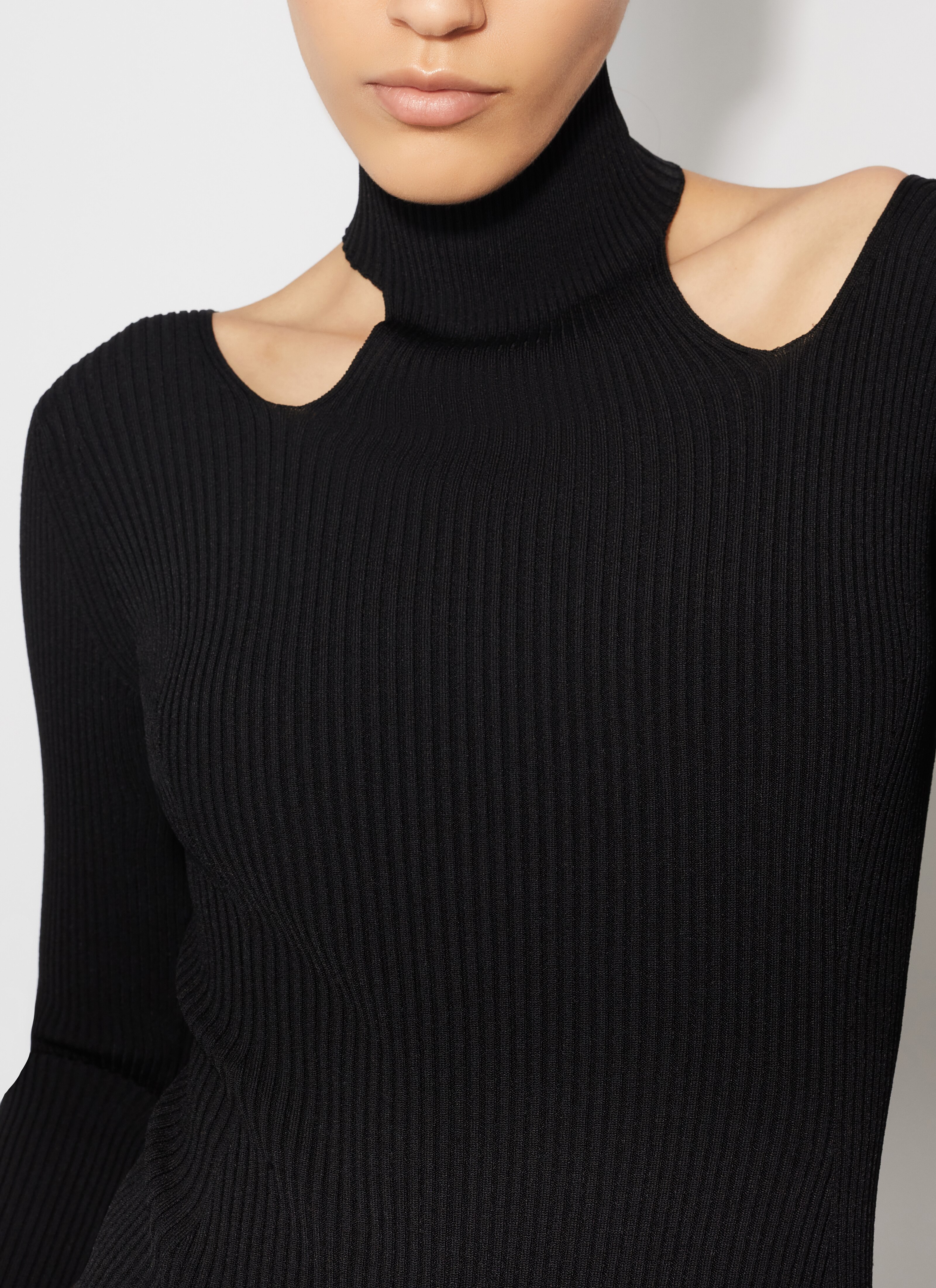 ALAÏA BLACK CUT-OUT RIB BODY