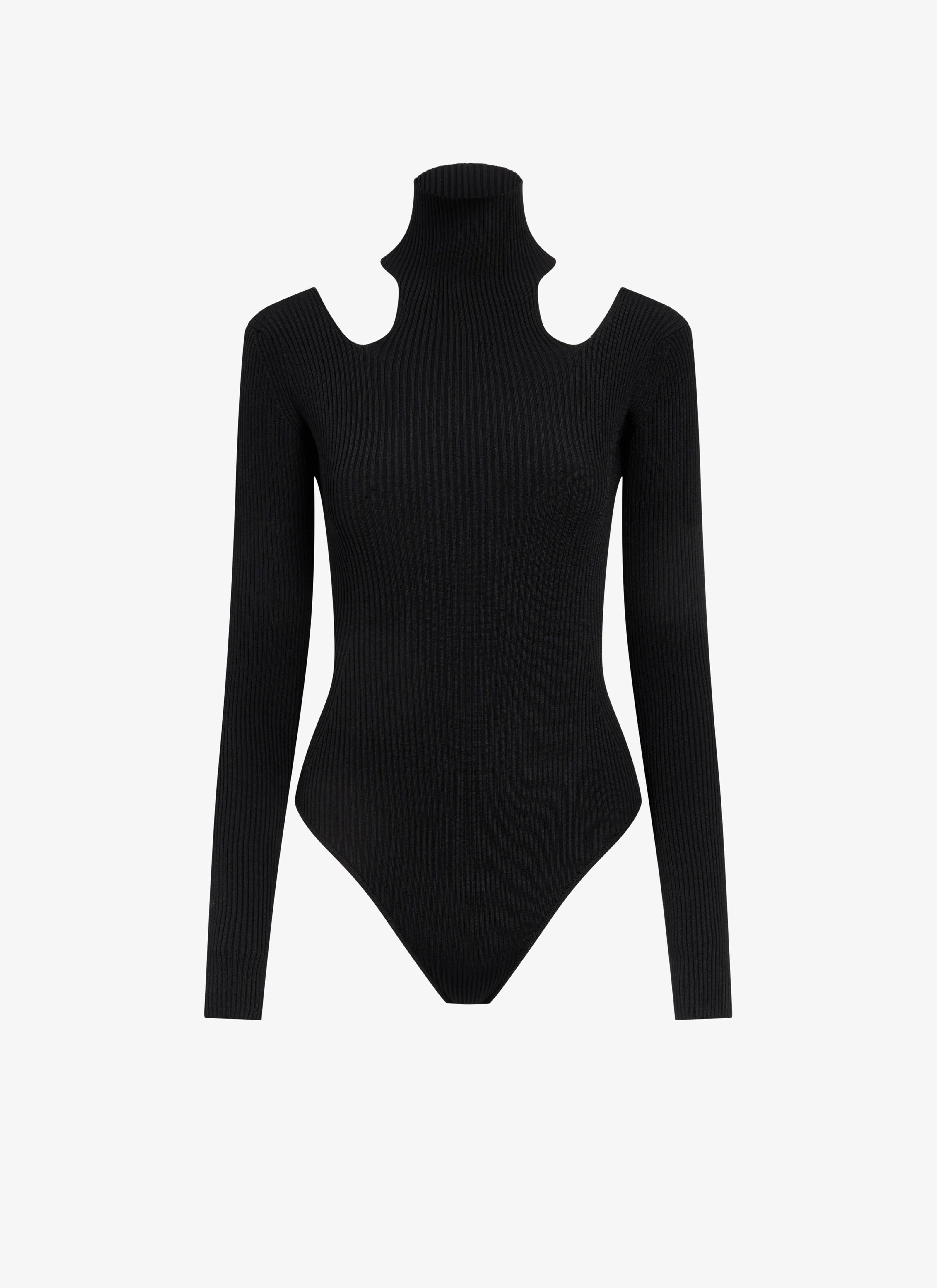 Black Rib Long Sleeve Bodysuit