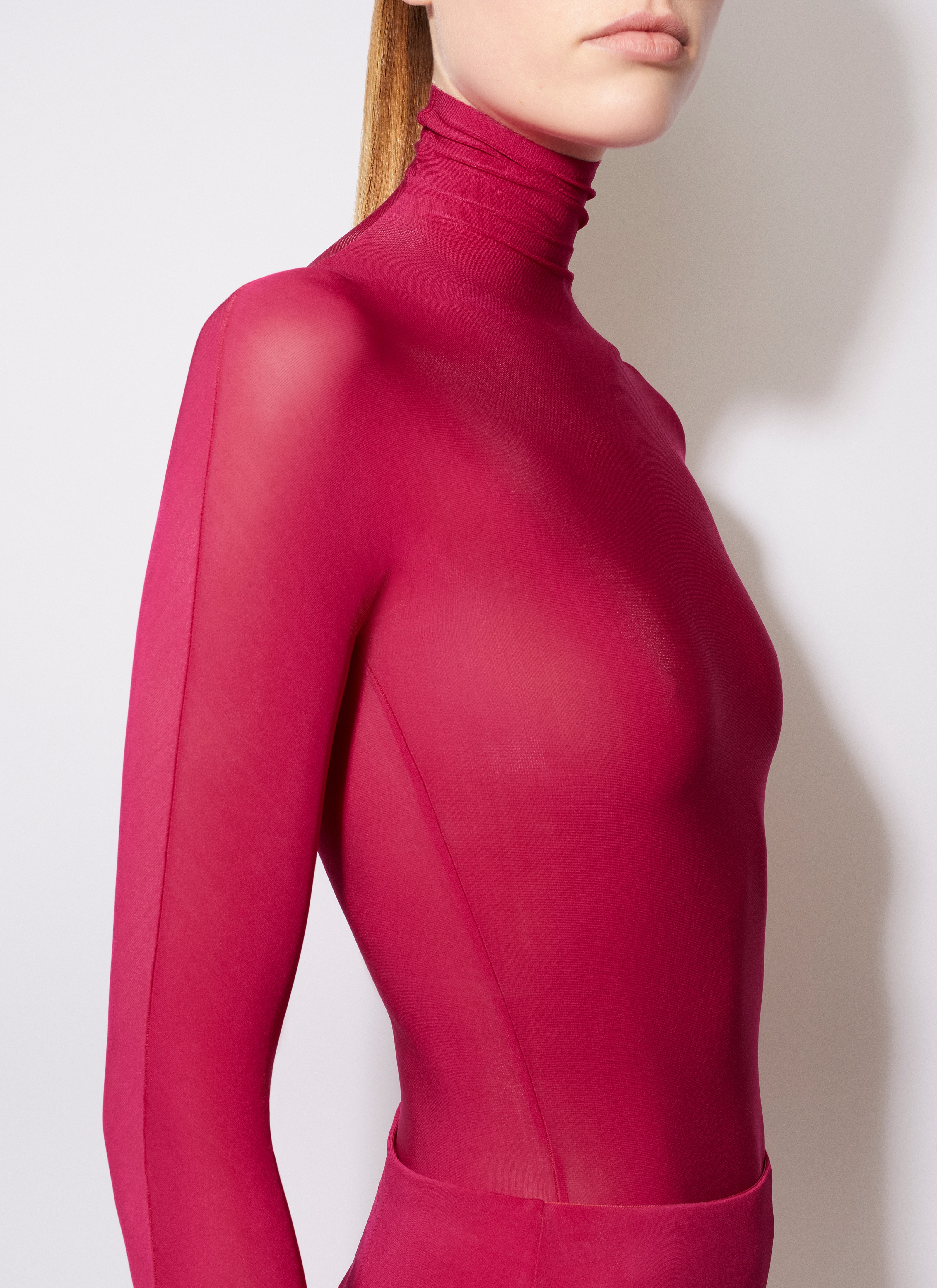 ALAÏA FUCHSIA HIGH NECK JERSEY BODY 