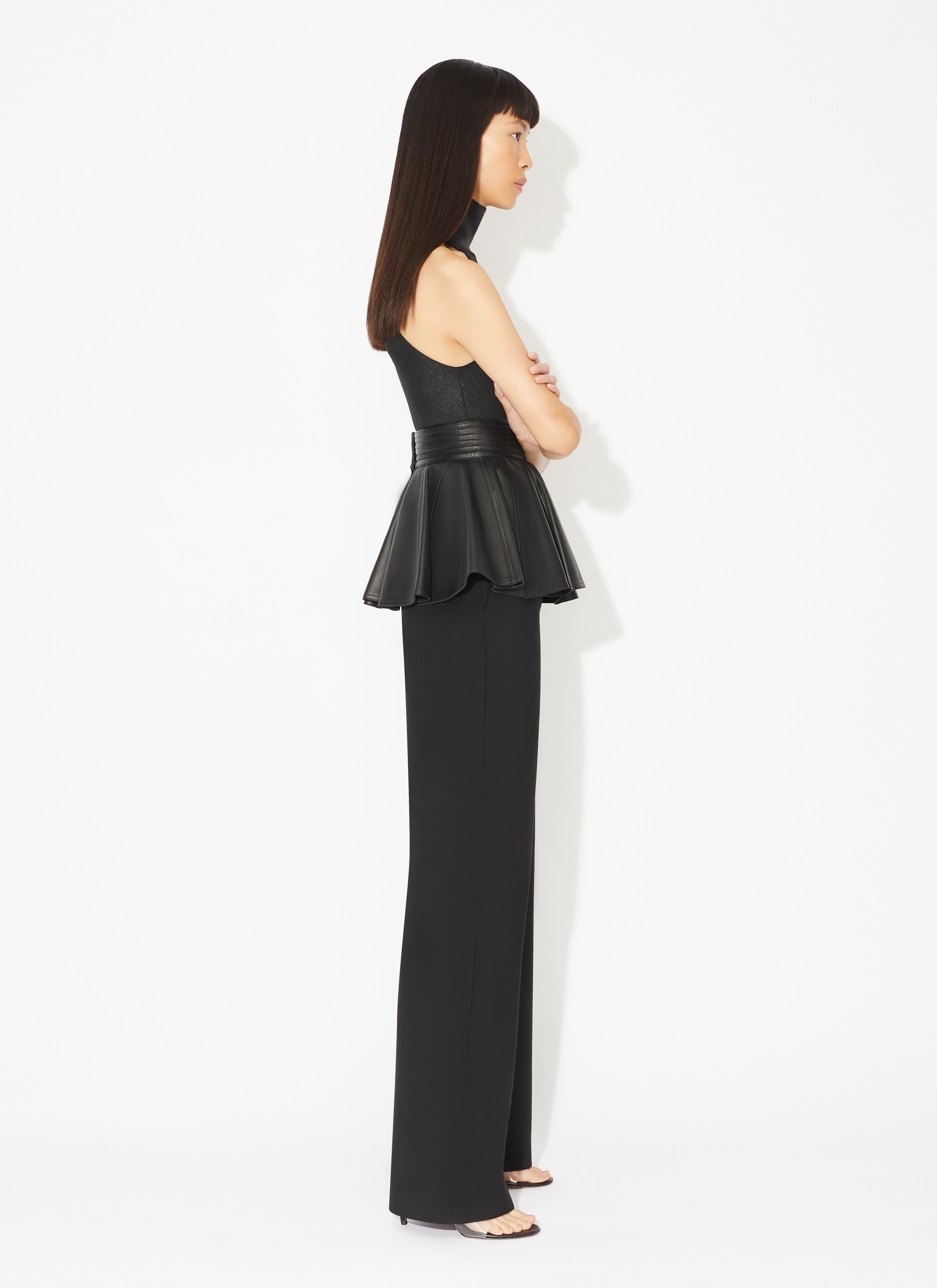 ALAÏA BLACK HIGH NECK COATED BODY