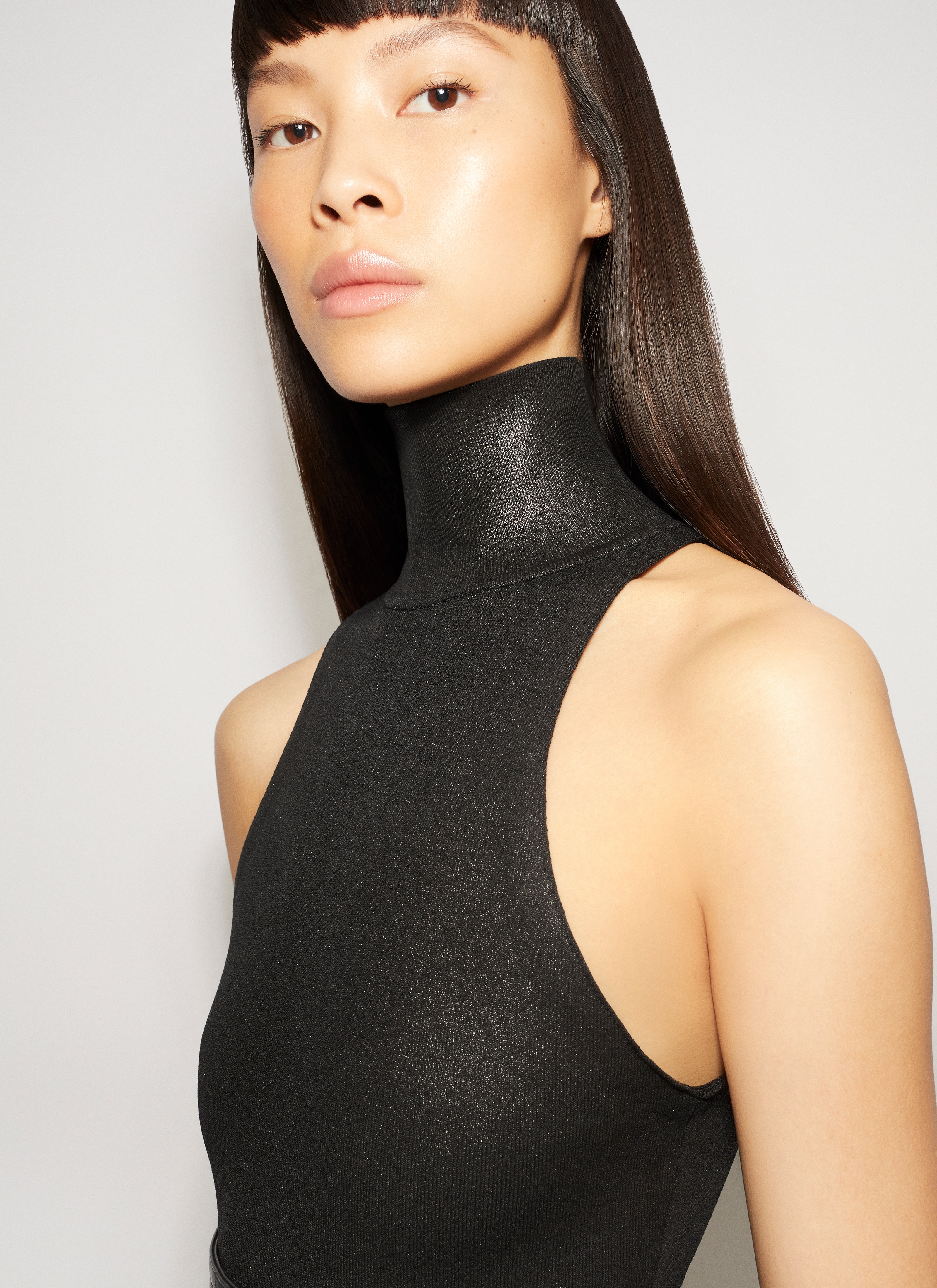 ALAÏA BLACK HIGH NECK COATED BODY