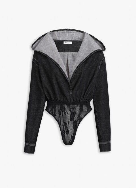 HOODED DENIM BODY - maison-alaia.com