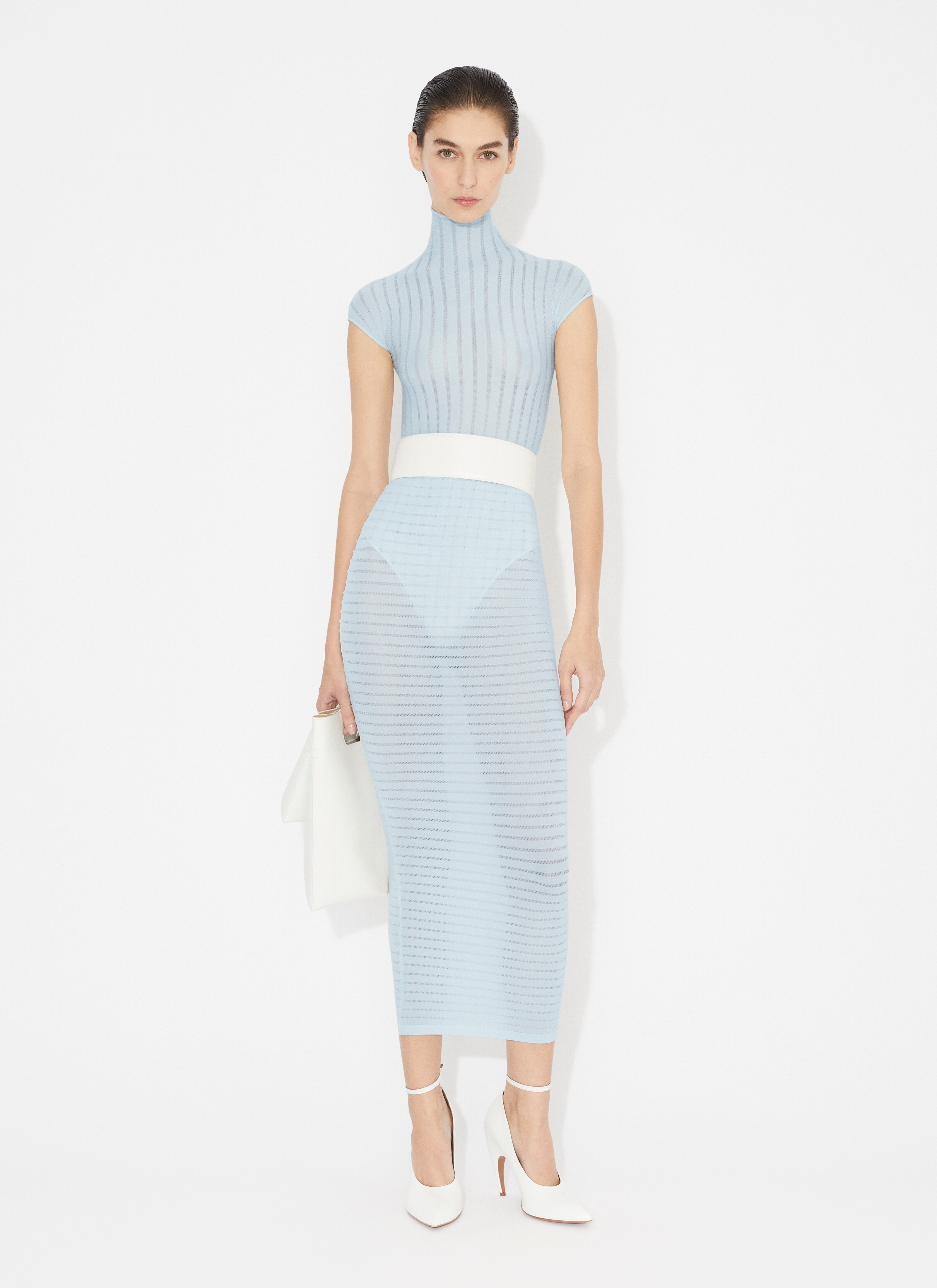 ALAÏA BLUE SHEER STRIPES BODY