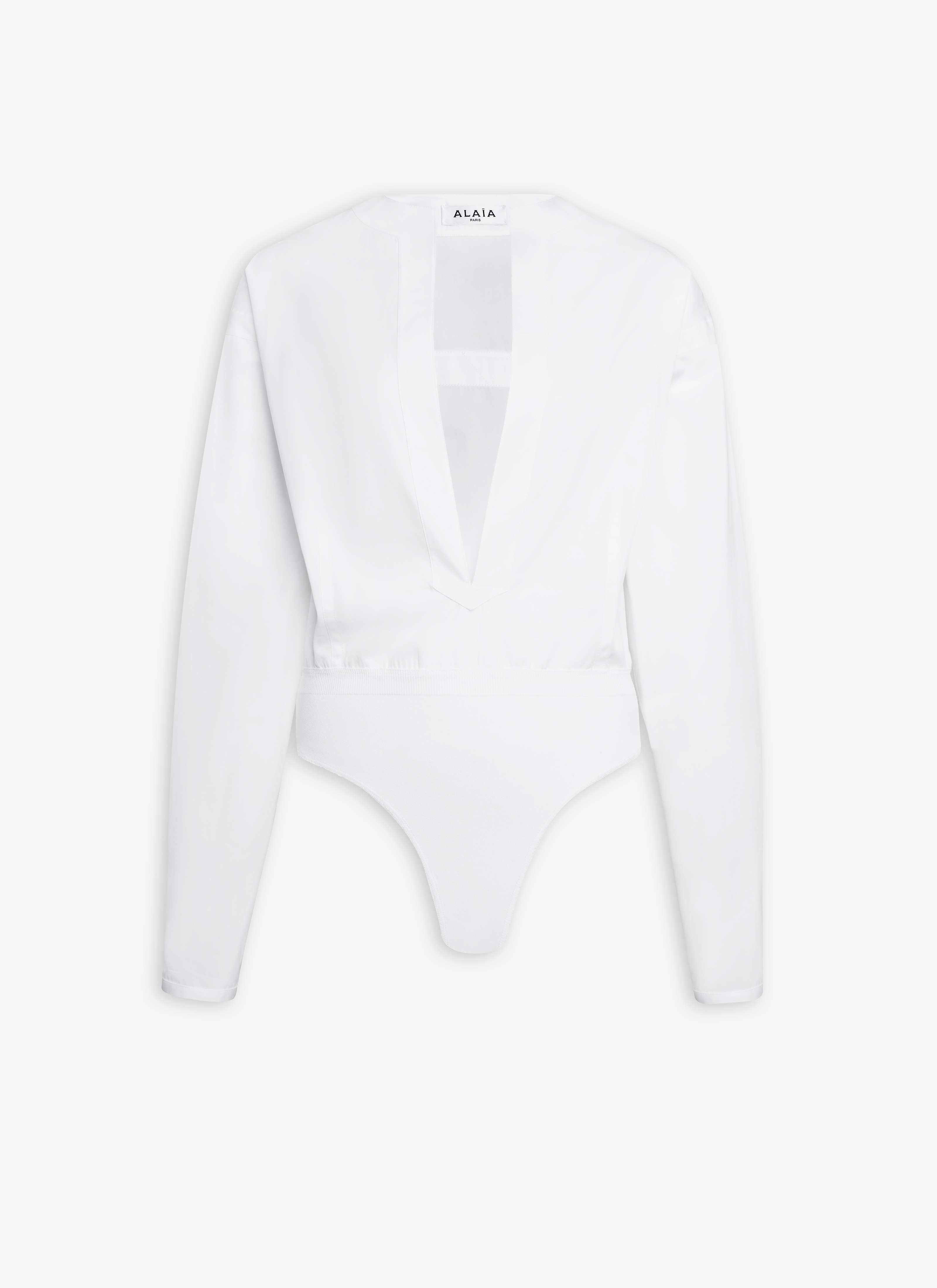 ALAÏA WEIß BODY-SHIRT AUS BAUMWOLLPOPELINE