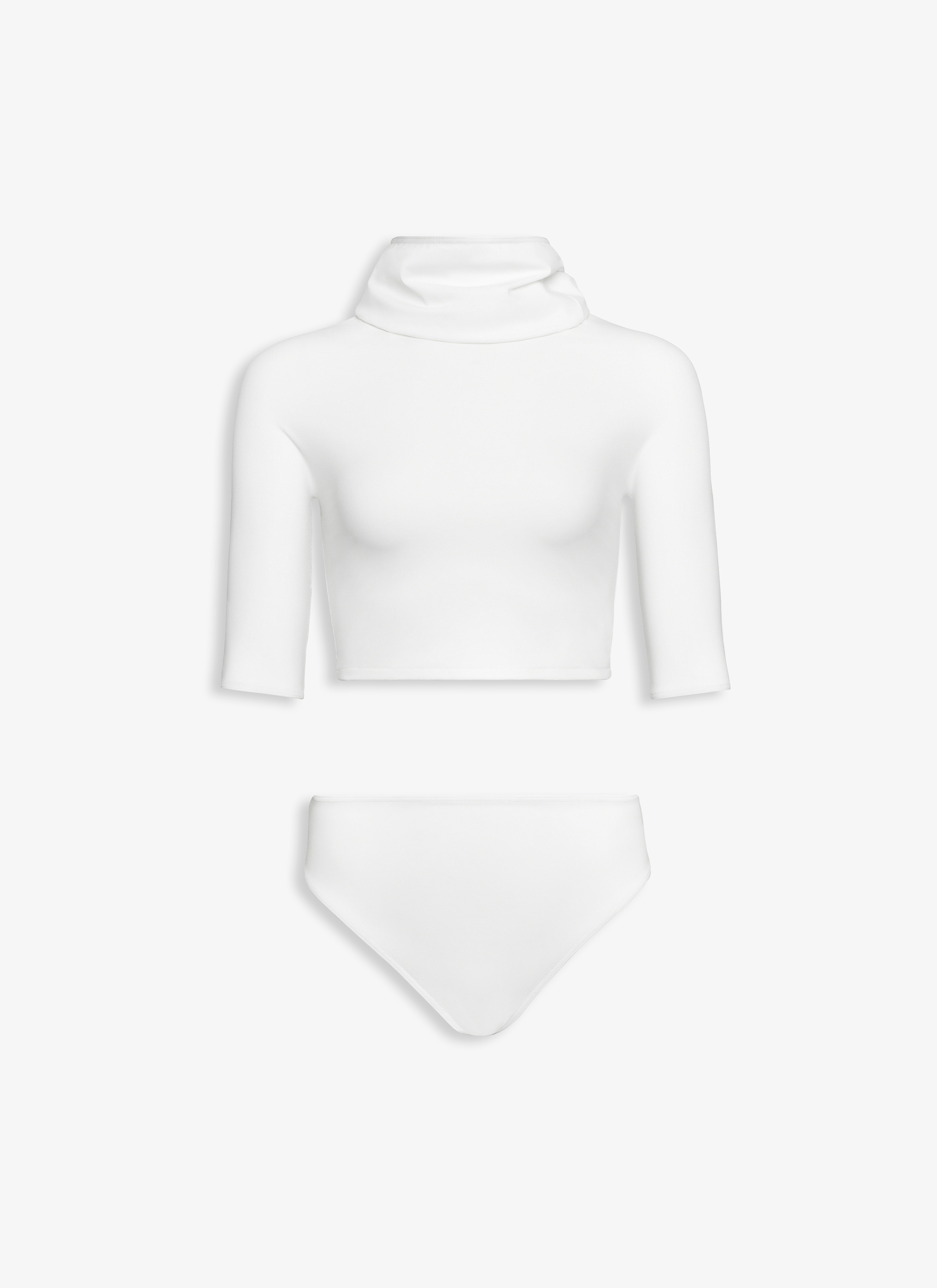ALAÏA WHITE ALAIA TRIKINI IN JERSEY