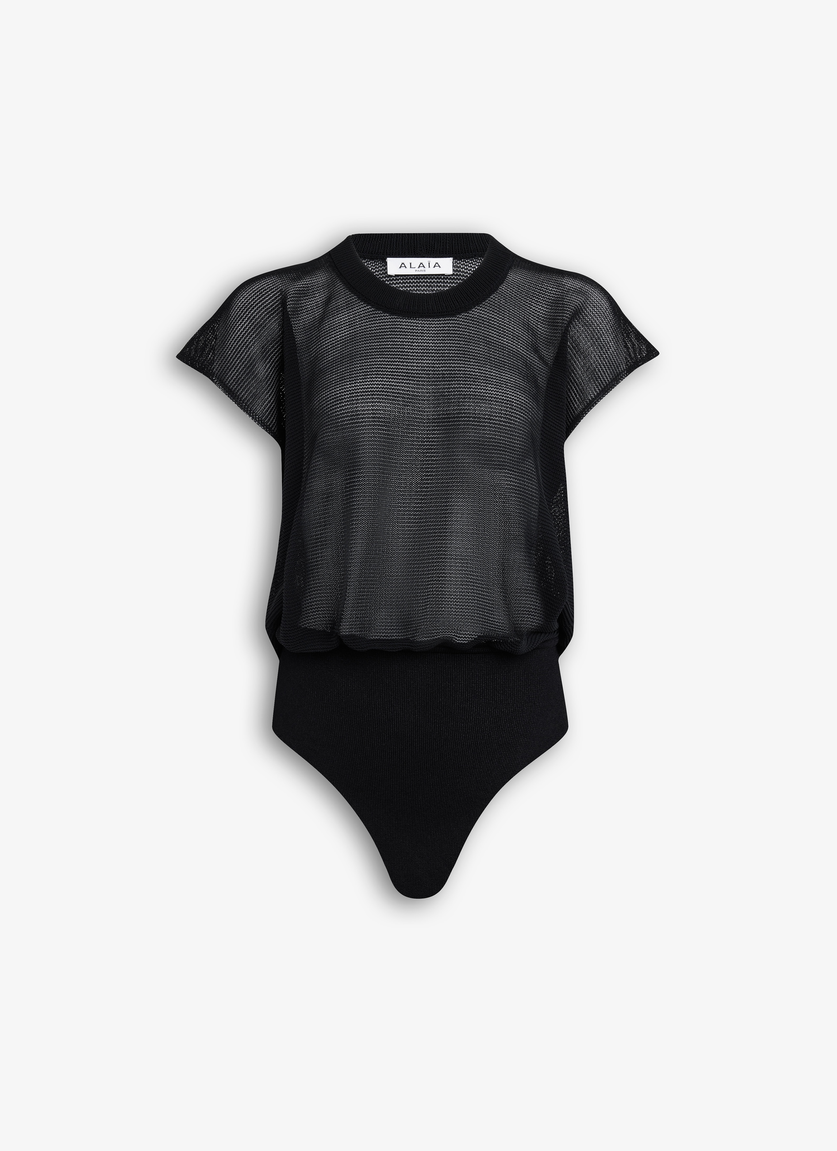 ALAÏA SCHWARZ BODY-T-SHIRT AUS FLIESSENDEM STRICK
