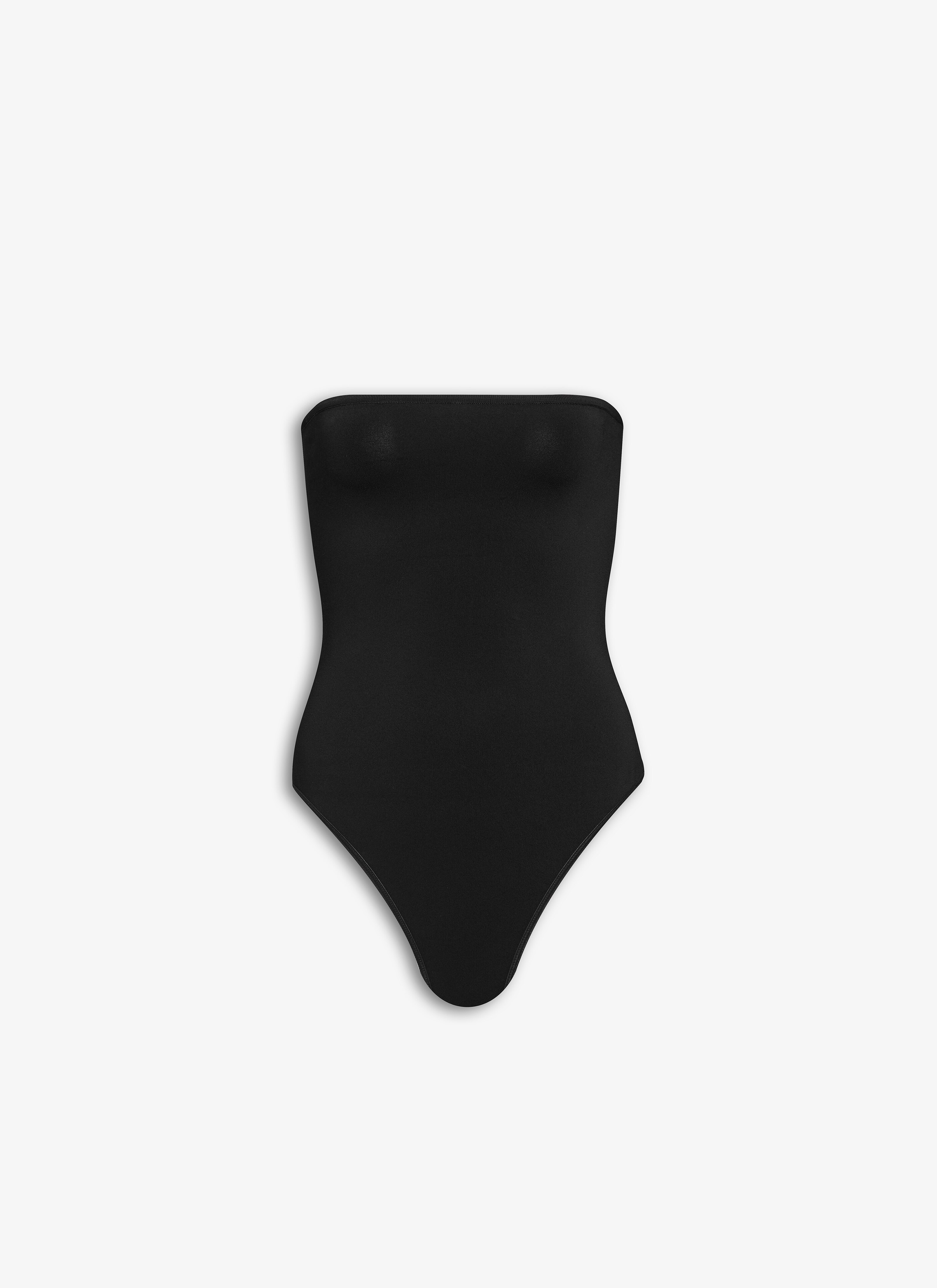 ALAÏA SCHWARZ TRÄGERLOSER BODY AUS STRETCH-STRICK