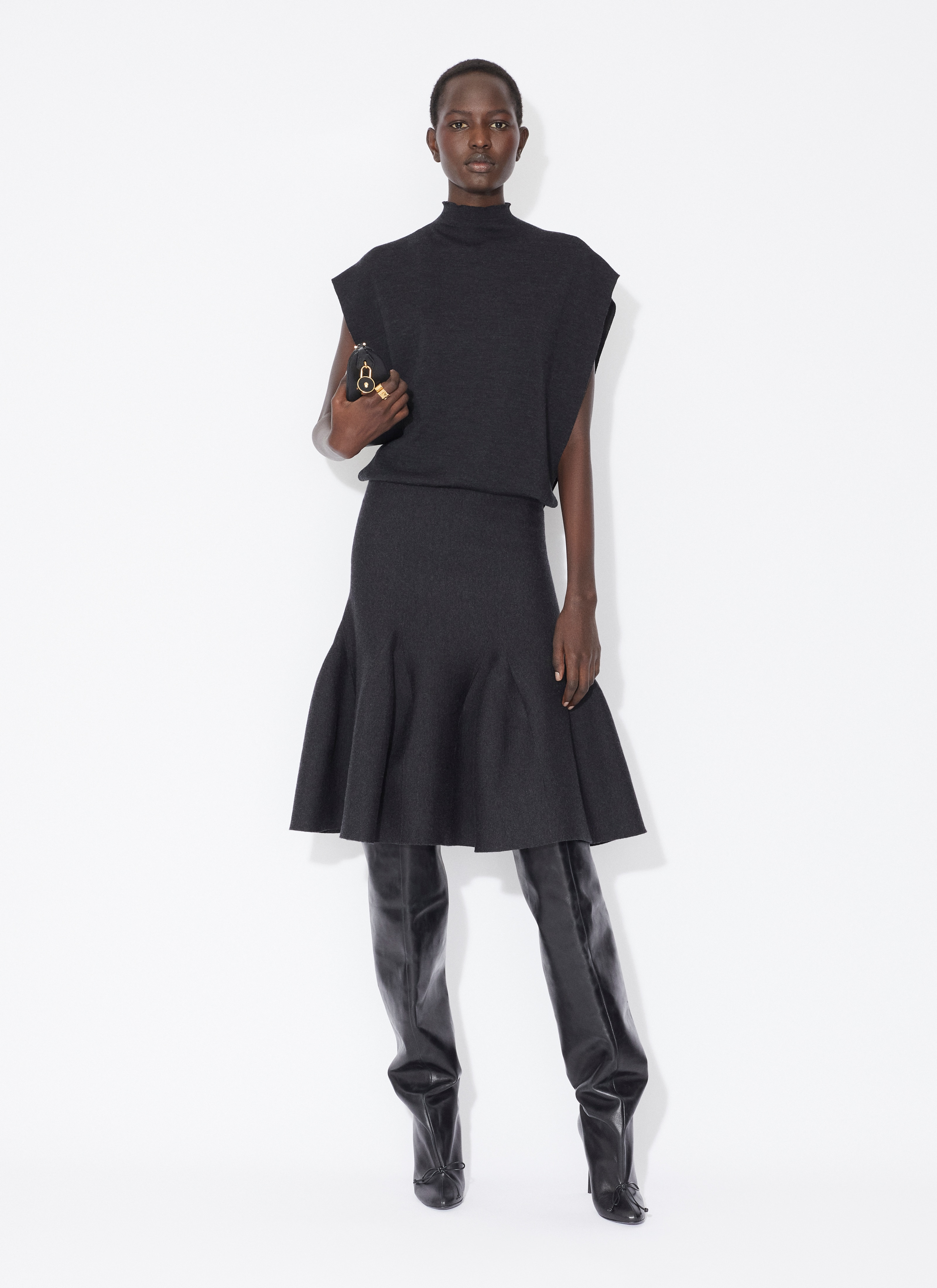 ALAÏA SCHWARZ QUADRATISCHER STRICKBODY