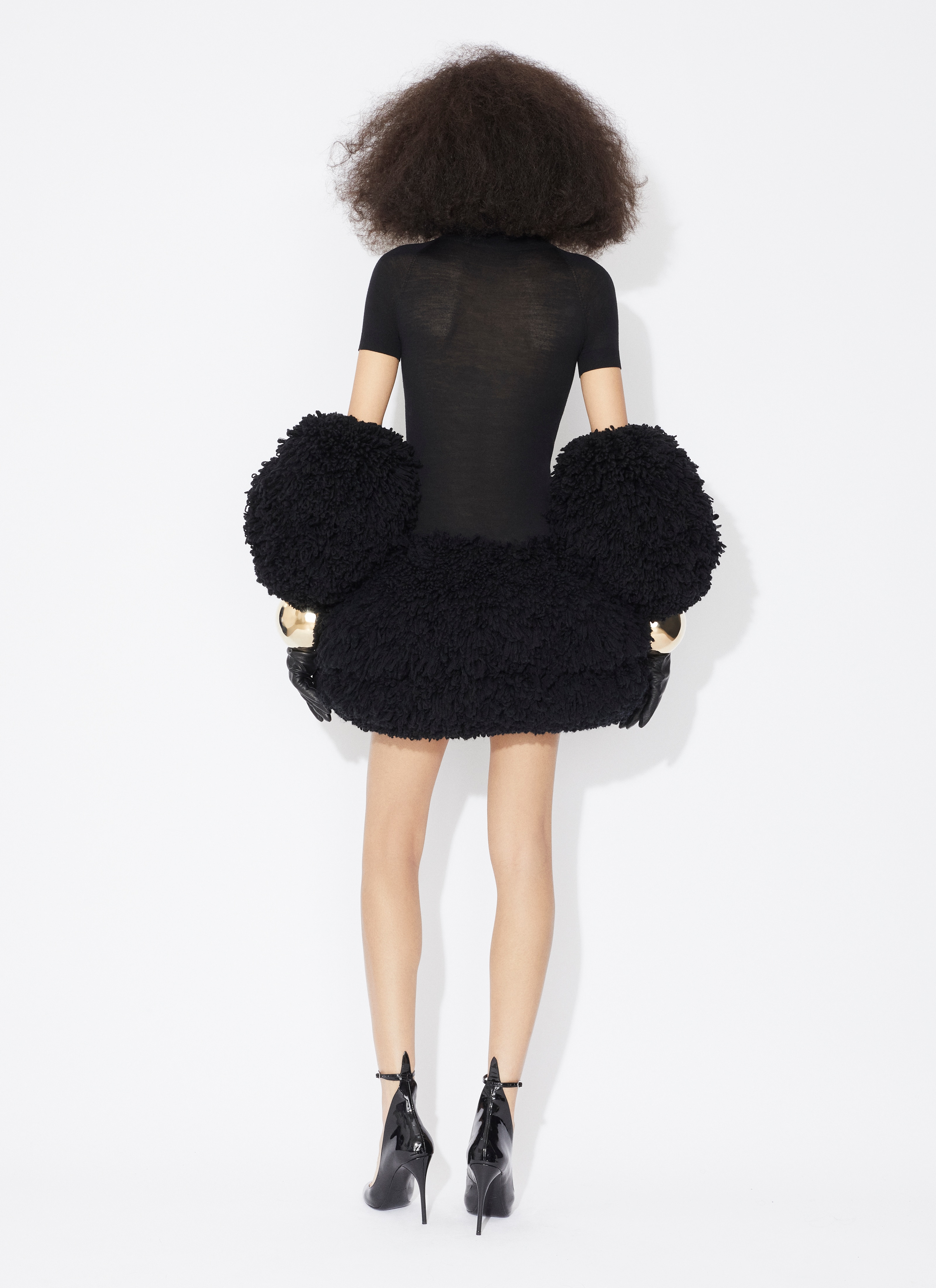 ALAÏA SHORT SLEEVE BODY IN SHEER WOOL KNIT |ALAÏA US