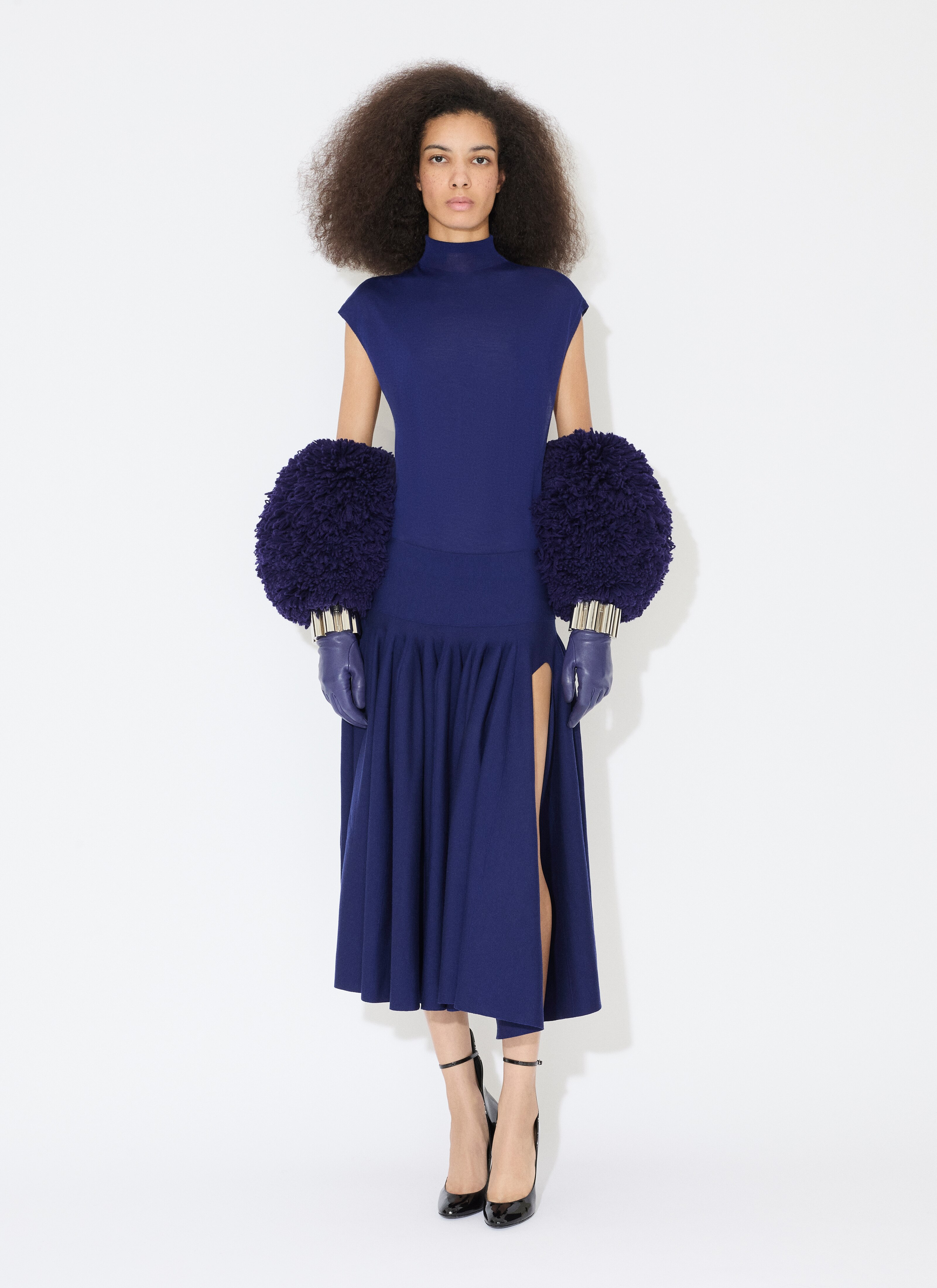 ALAÏA ROYAL BLUE STRICKBODY MIT FLÜGELÄRMELN