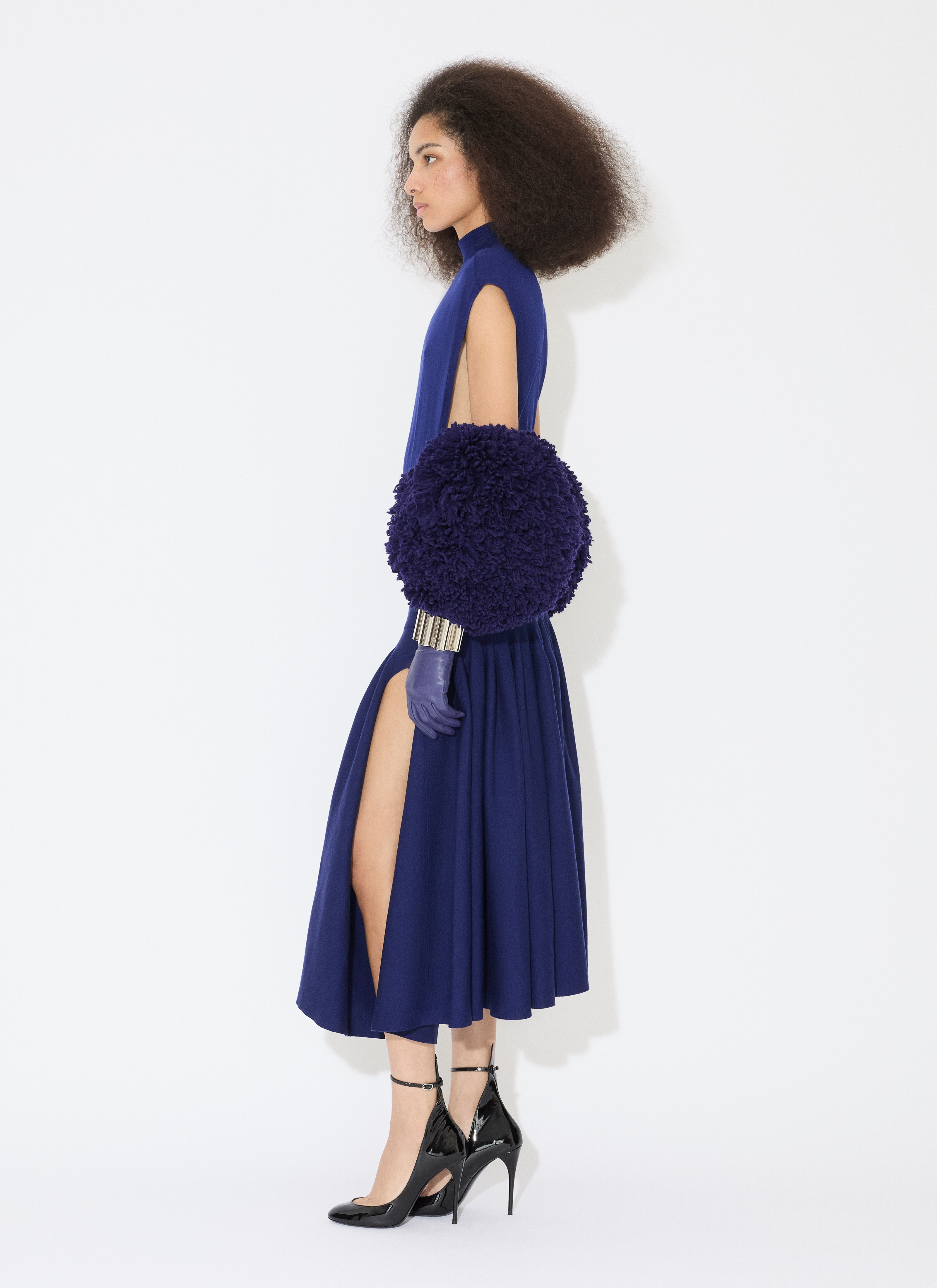 ALAÏA ROYAL BLUE STRICKBODY MIT FLÜGELÄRMELN