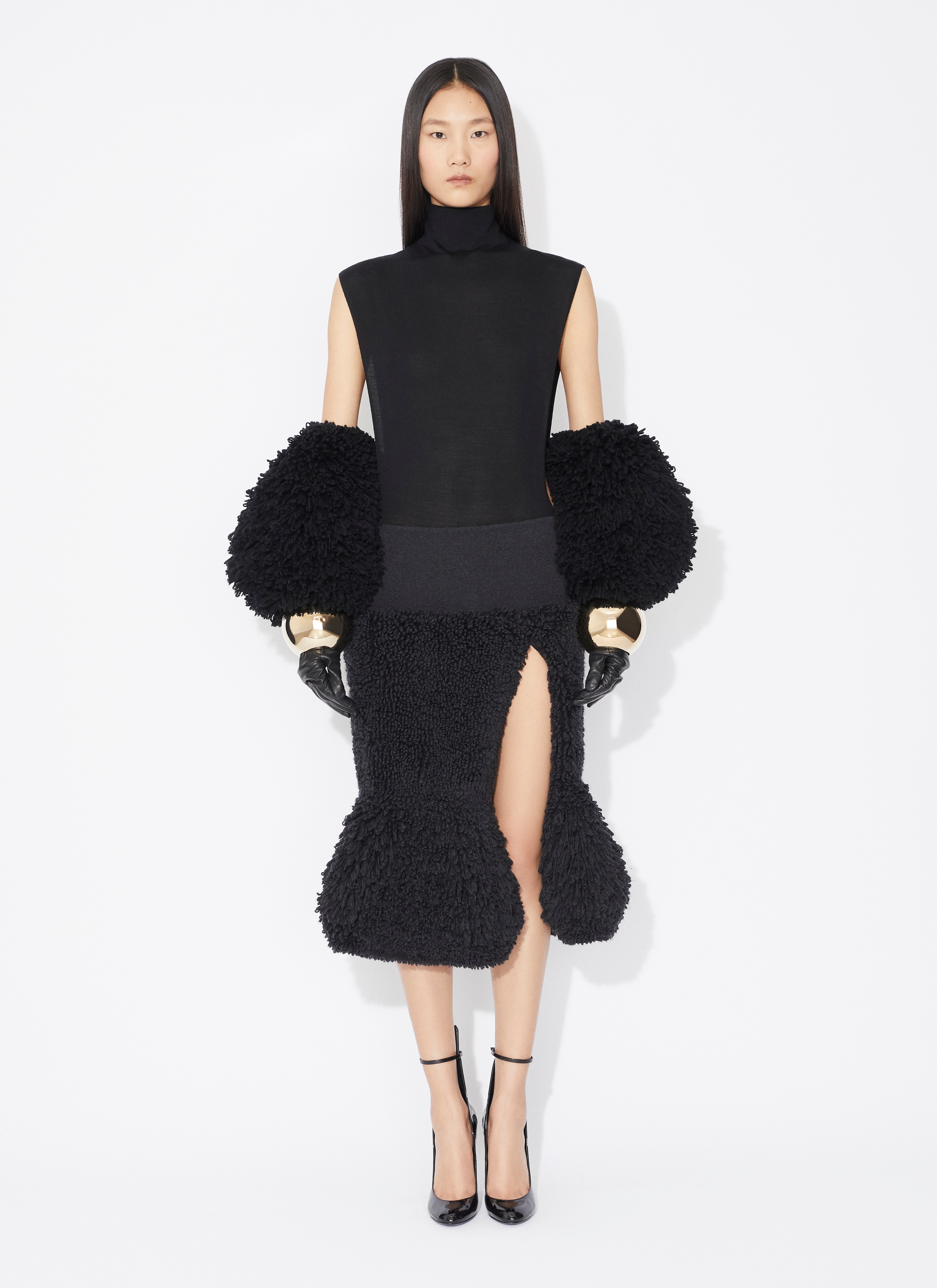 ALAÏA SCHWARZ STRICKBODY MIT FLÜGELÄRMELN