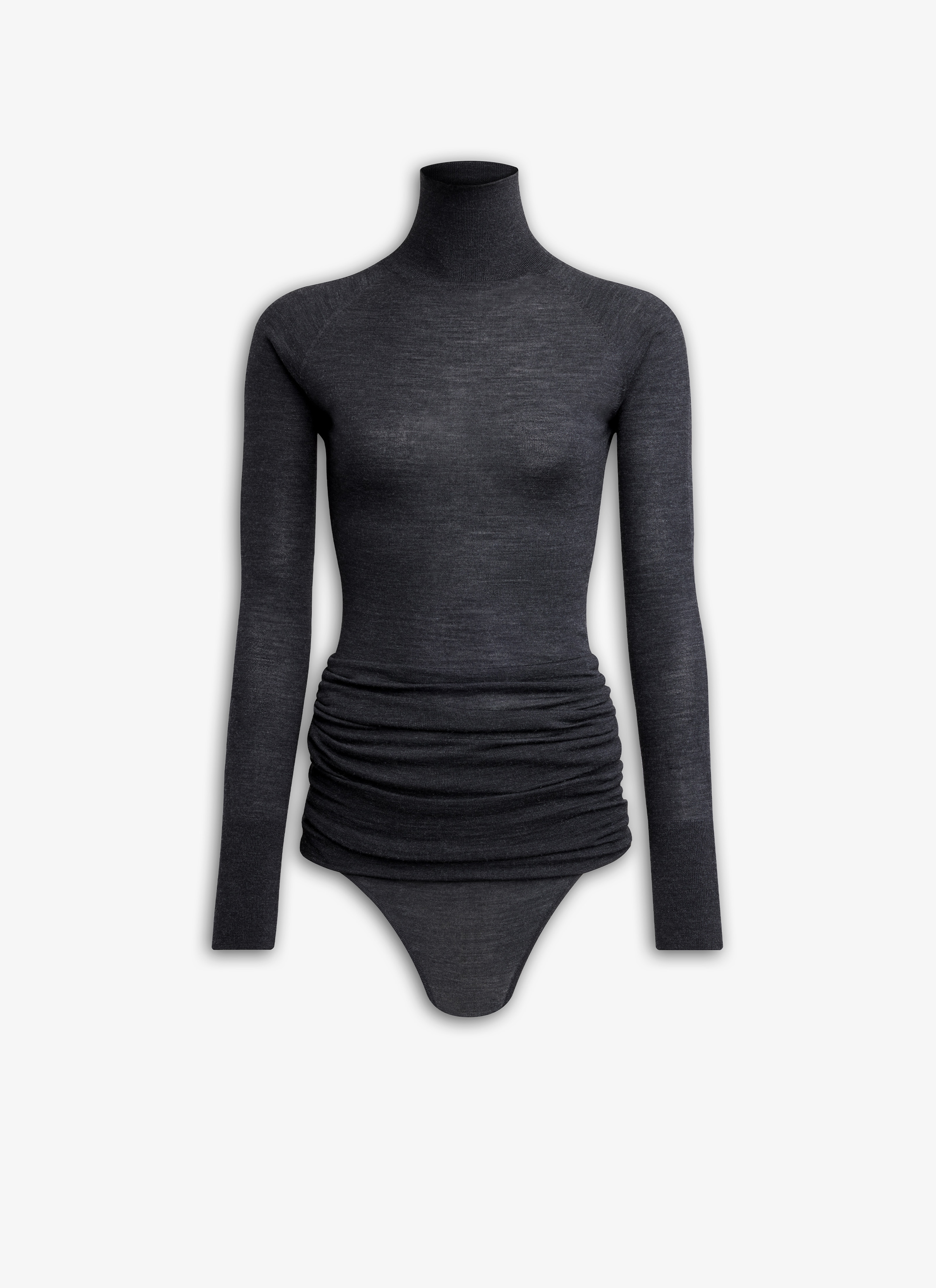 ALAÏA SCHWARZ DRAPIERTER STRICKBODY