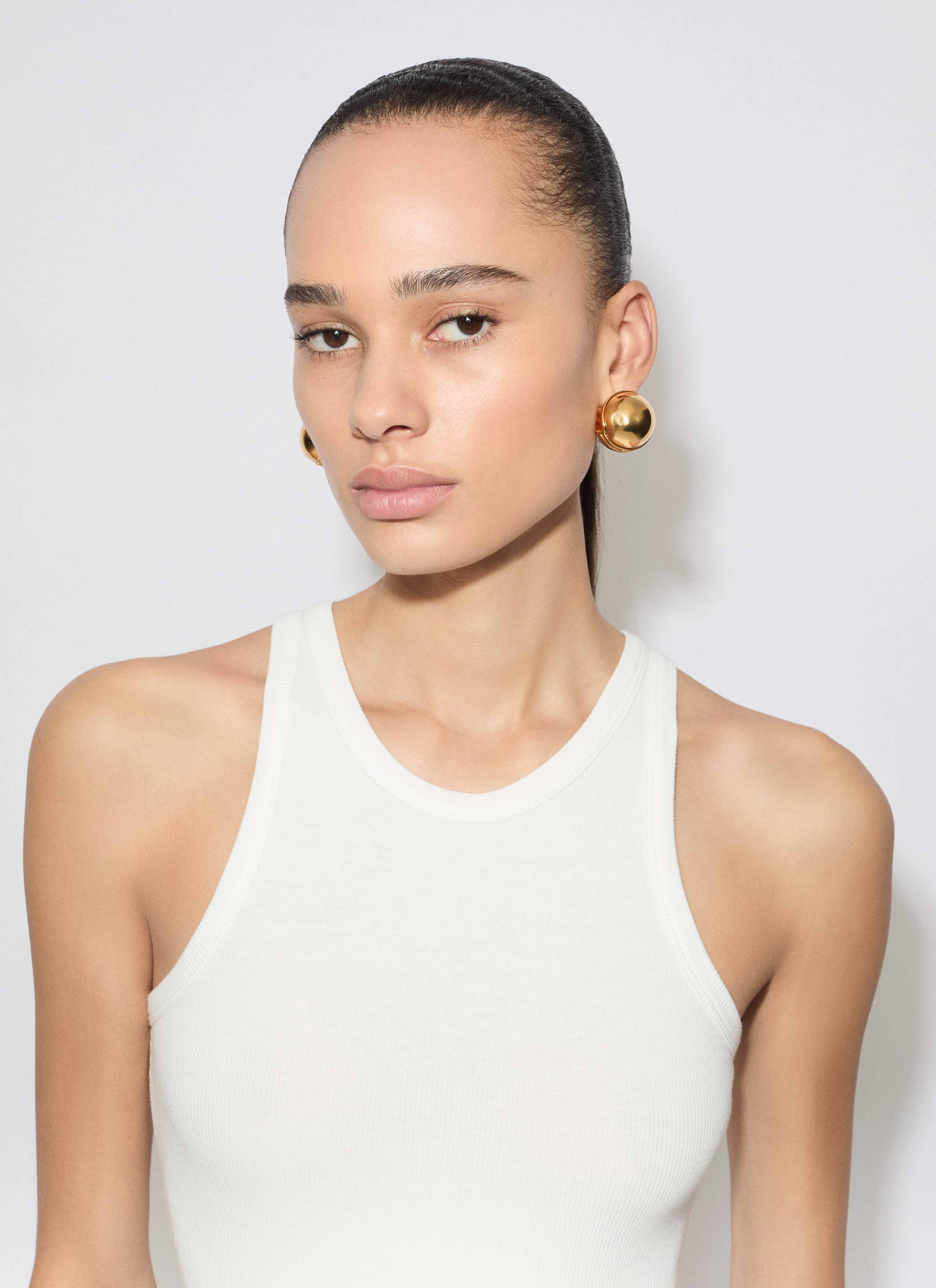 ALAÏA BODY EN JERSEY CÔTELÉ BLANC