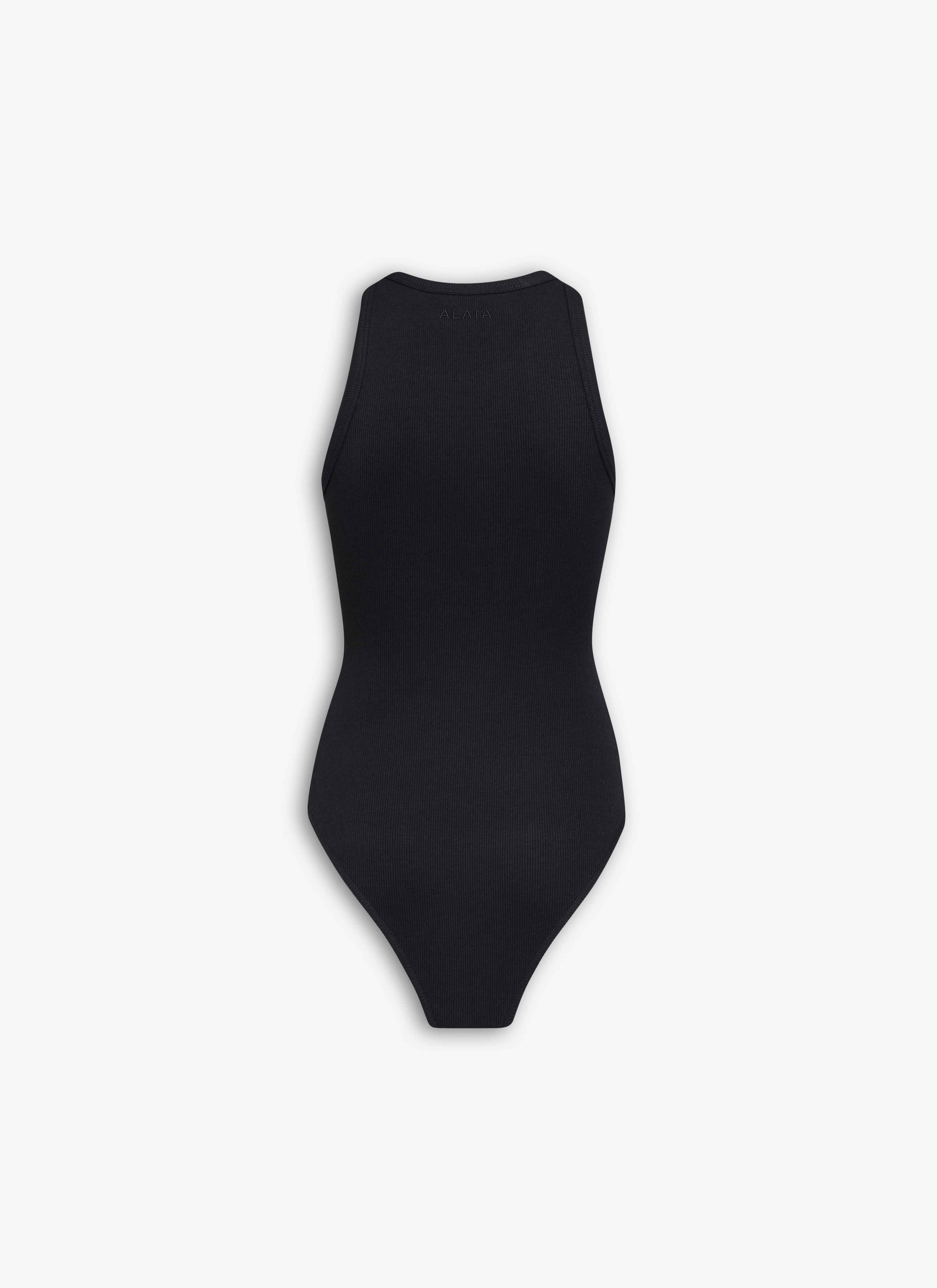 ALAÏA BLACK SCULPTING RIB KNIT TANK BODYSUIT