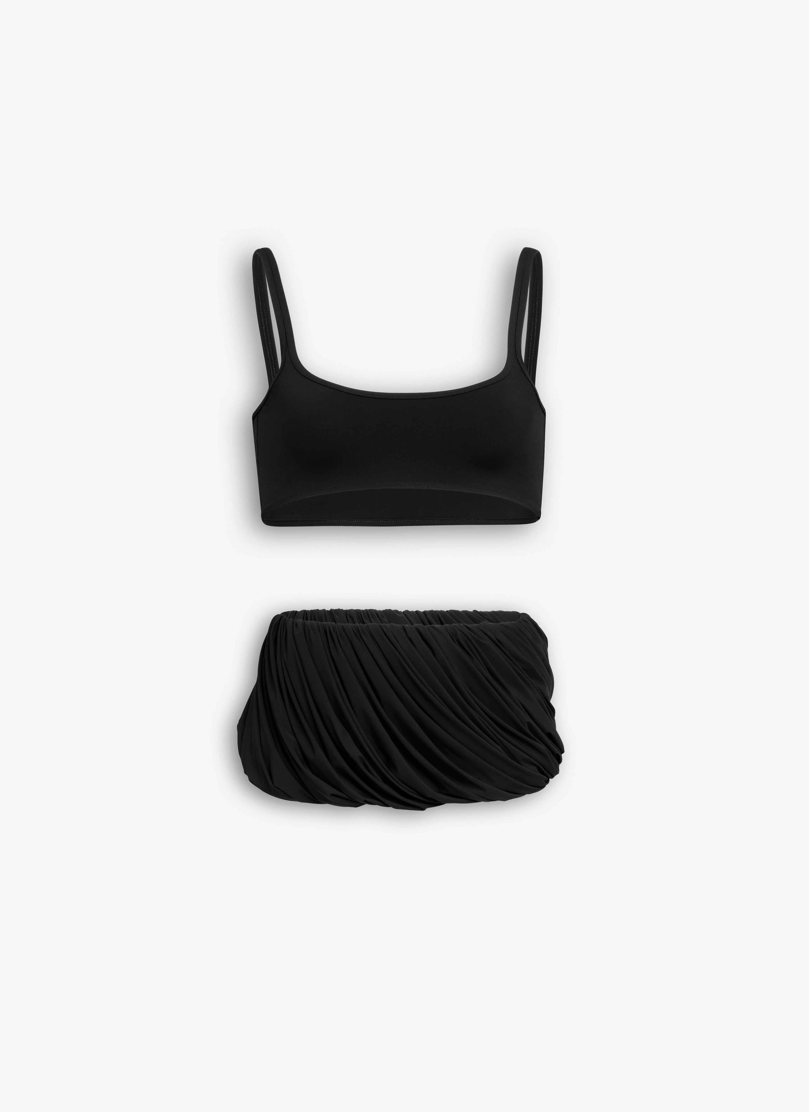 ALAÏA SET BIKINI RITORTO IN JERSEY MODELLANTE NERO