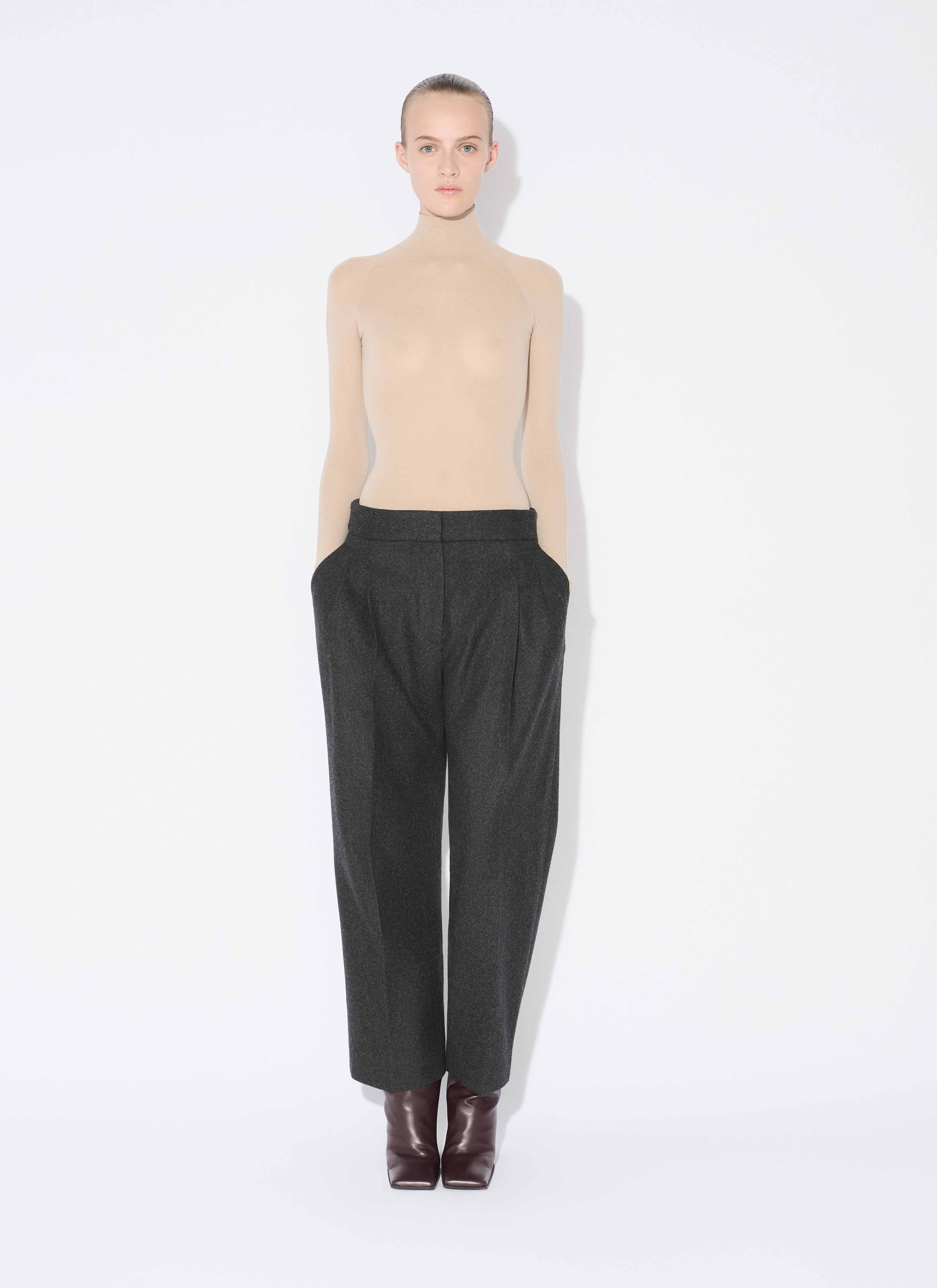 ALAÏA MASTIC HIGH NECK SECOND-SKIN KNIT BODYSUIT