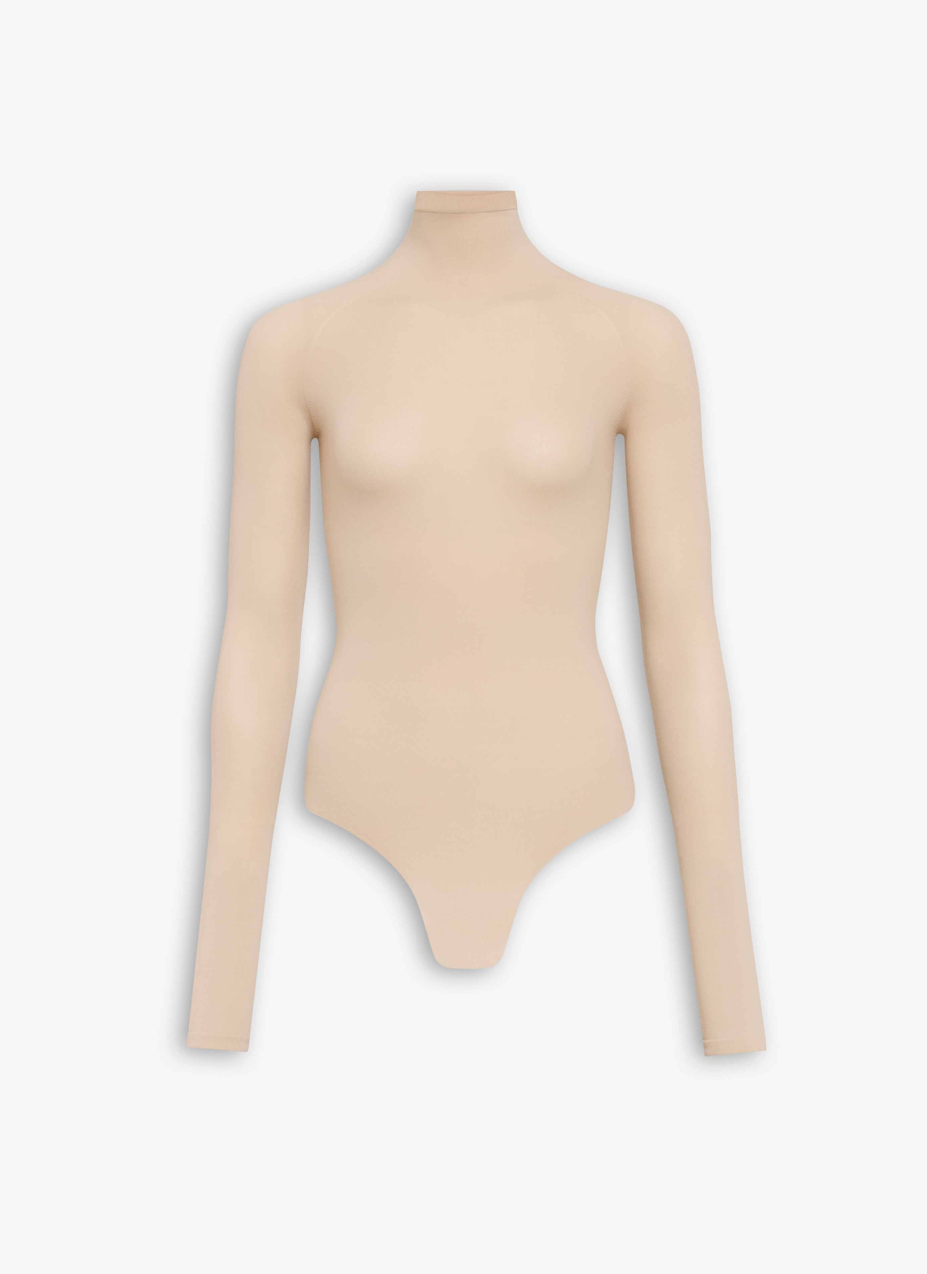ALAÏA MASTIC HIGH NECK SECOND-SKIN KNIT BODYSUIT