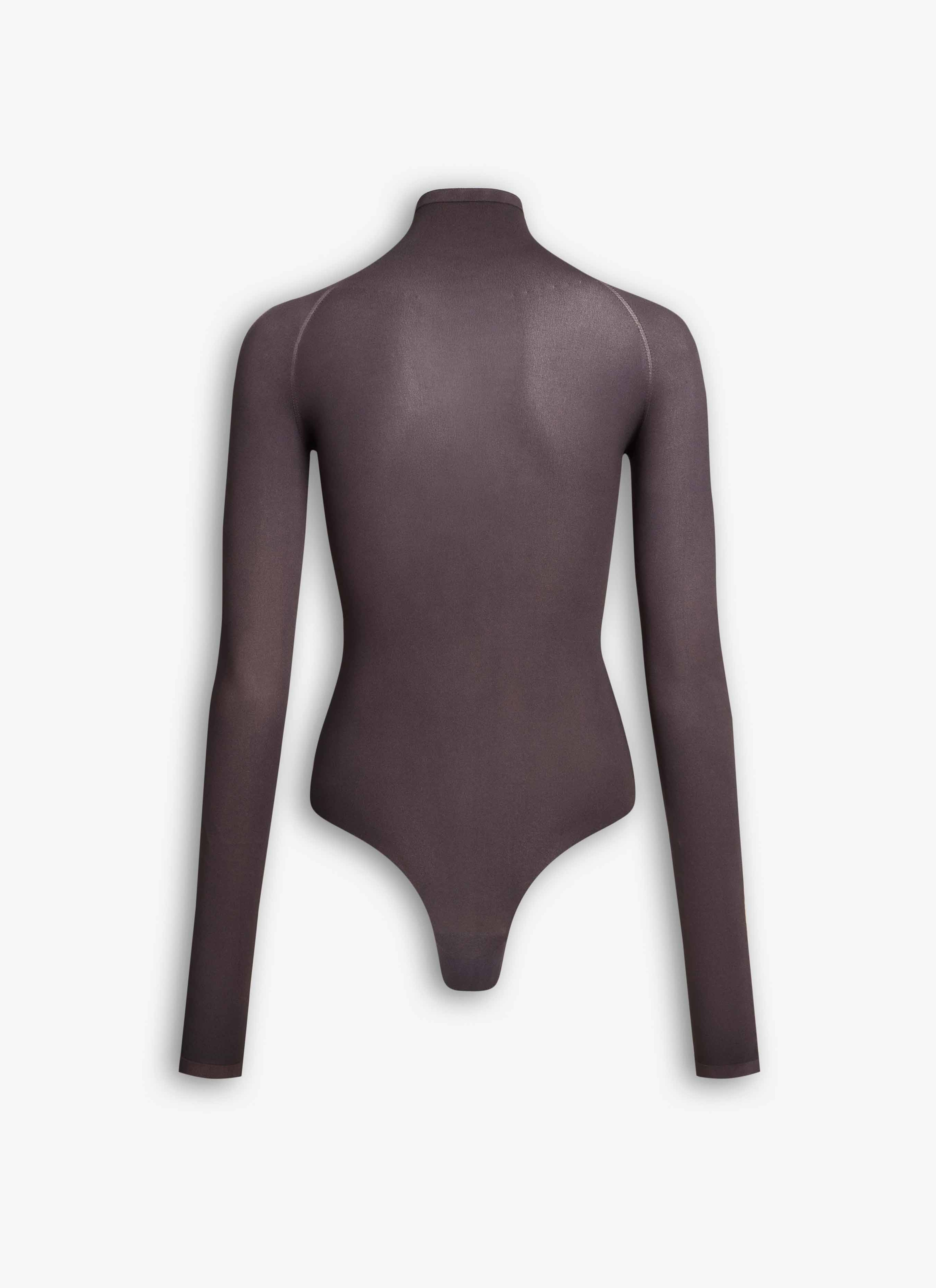 ALAÏA ANTHRACITE HIGH NECK SECOND-SKIN KNIT BODYSUIT