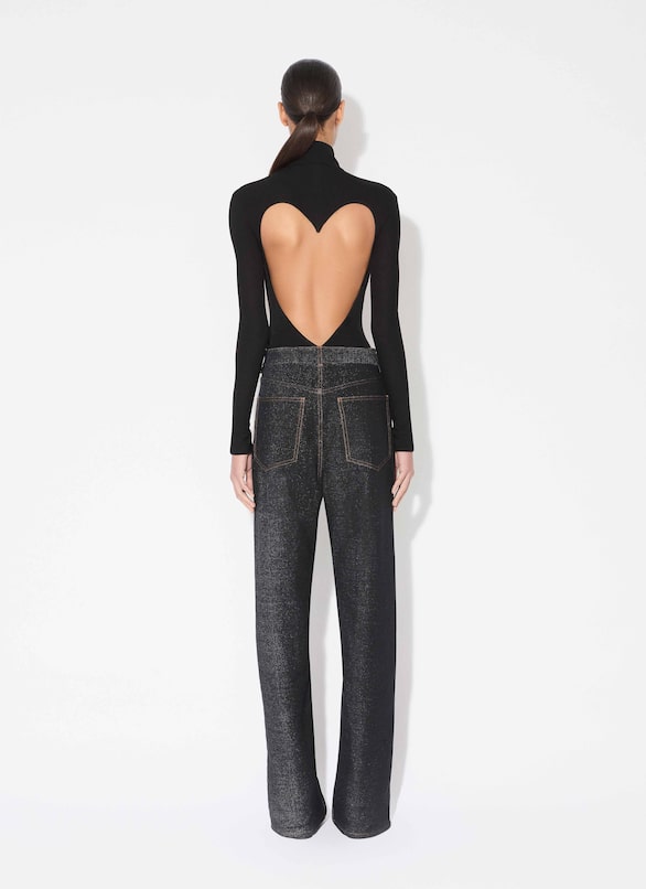 BODY CON CUORE IN JERSEY FLUIDO ALAÏA NERO BODY CON CUORE IN JERSEY FLUIDO