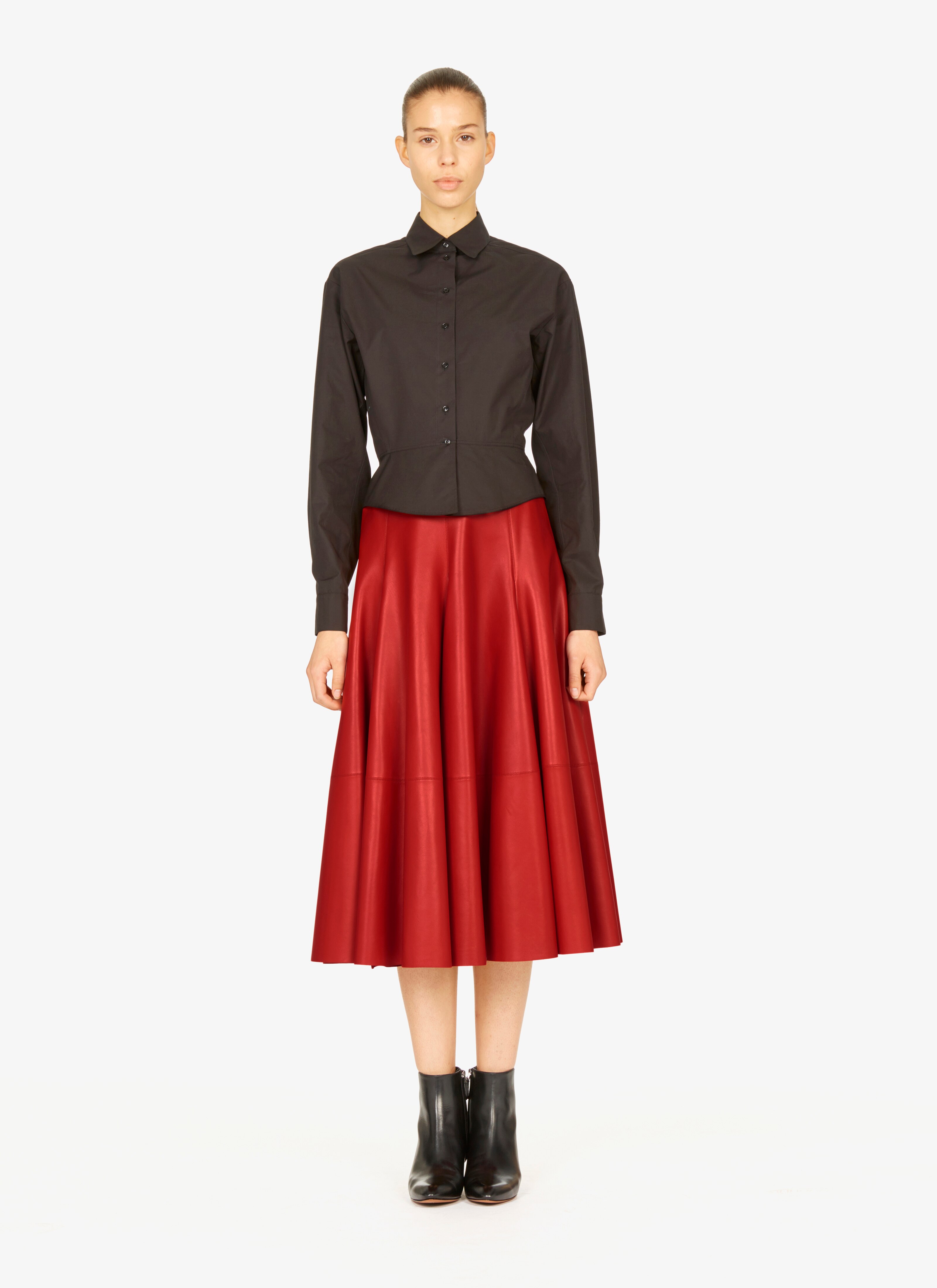 Long Flared Leather Skirt Long Flared Leather Skirt - maison-alaia.com