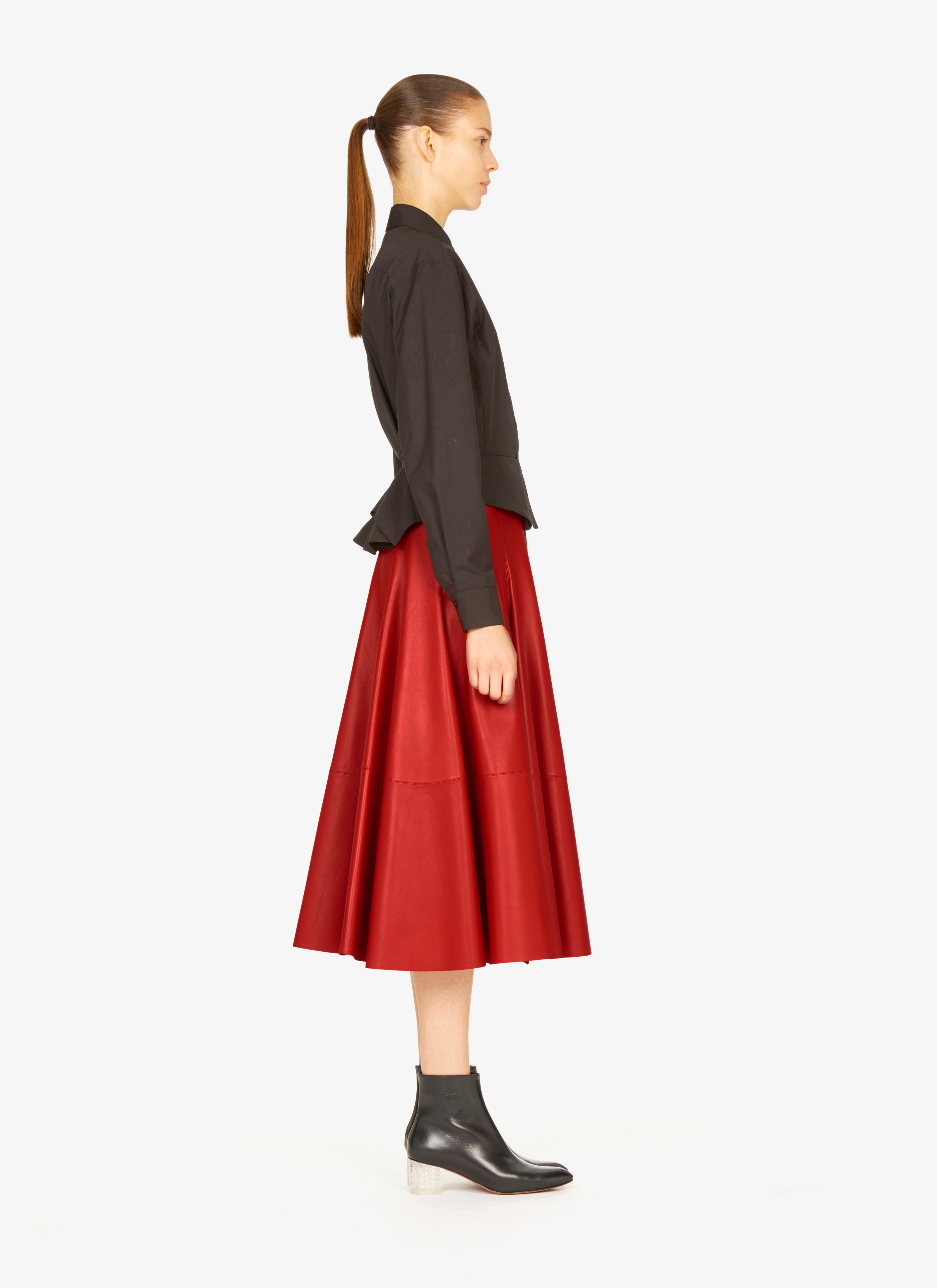 Long Flared Leather Skirt Long Flared Leather Skirt - maison-alaia.com