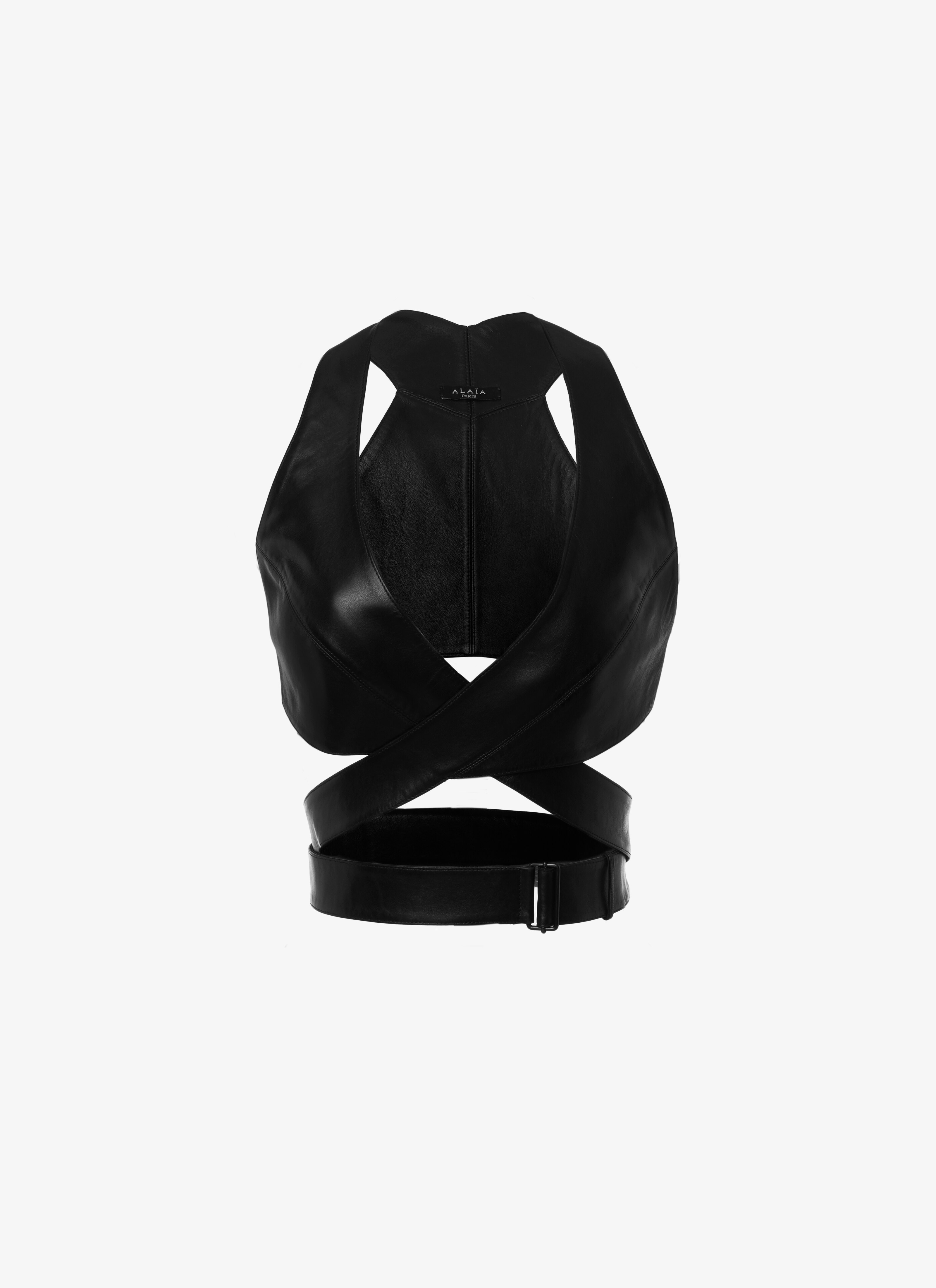 ALAÏA BLACK LEATHER BUSTIER