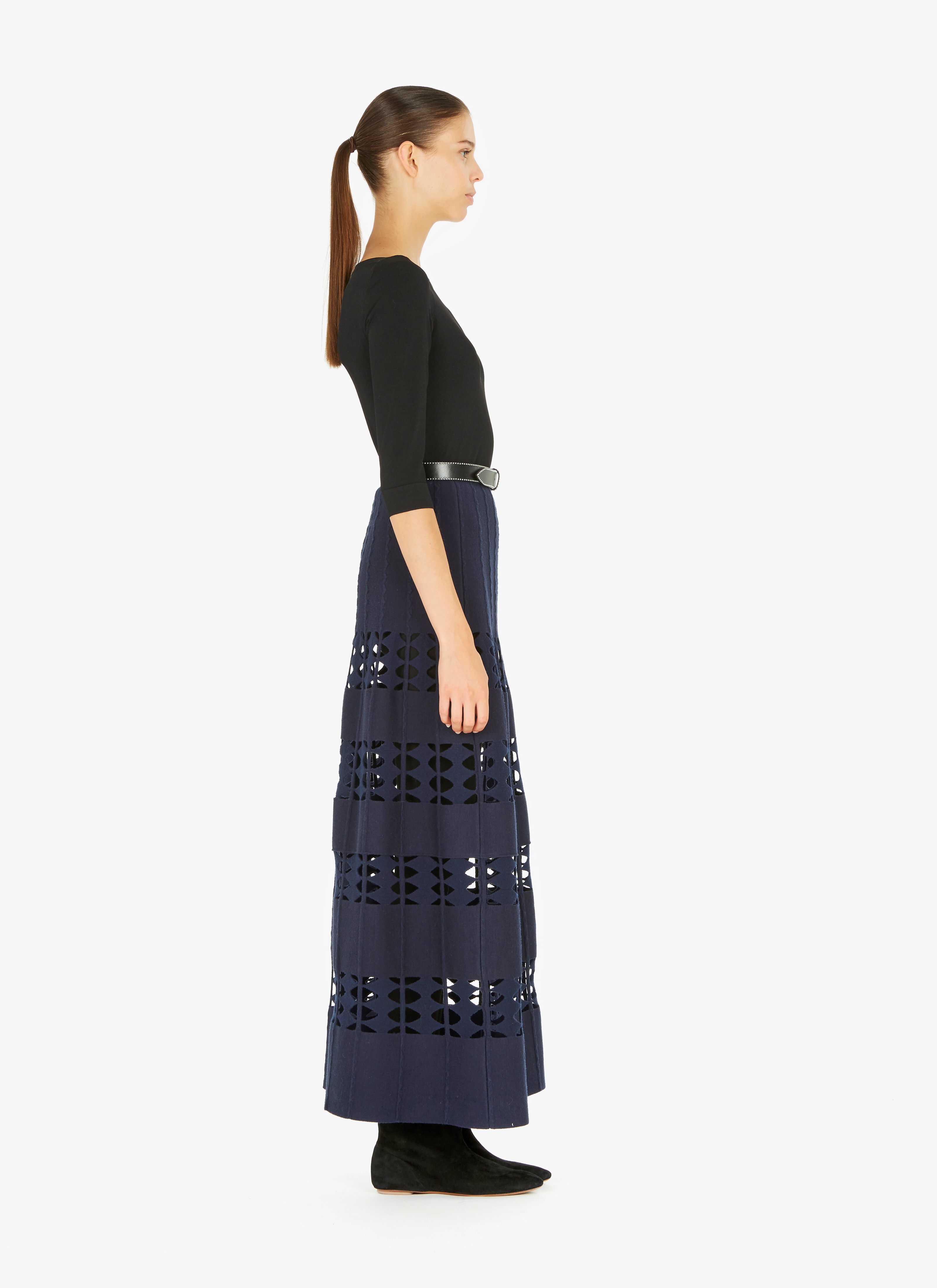 Long Flared Knitted Skirt Long Flared Knitted Skirt - maison-alaia.com