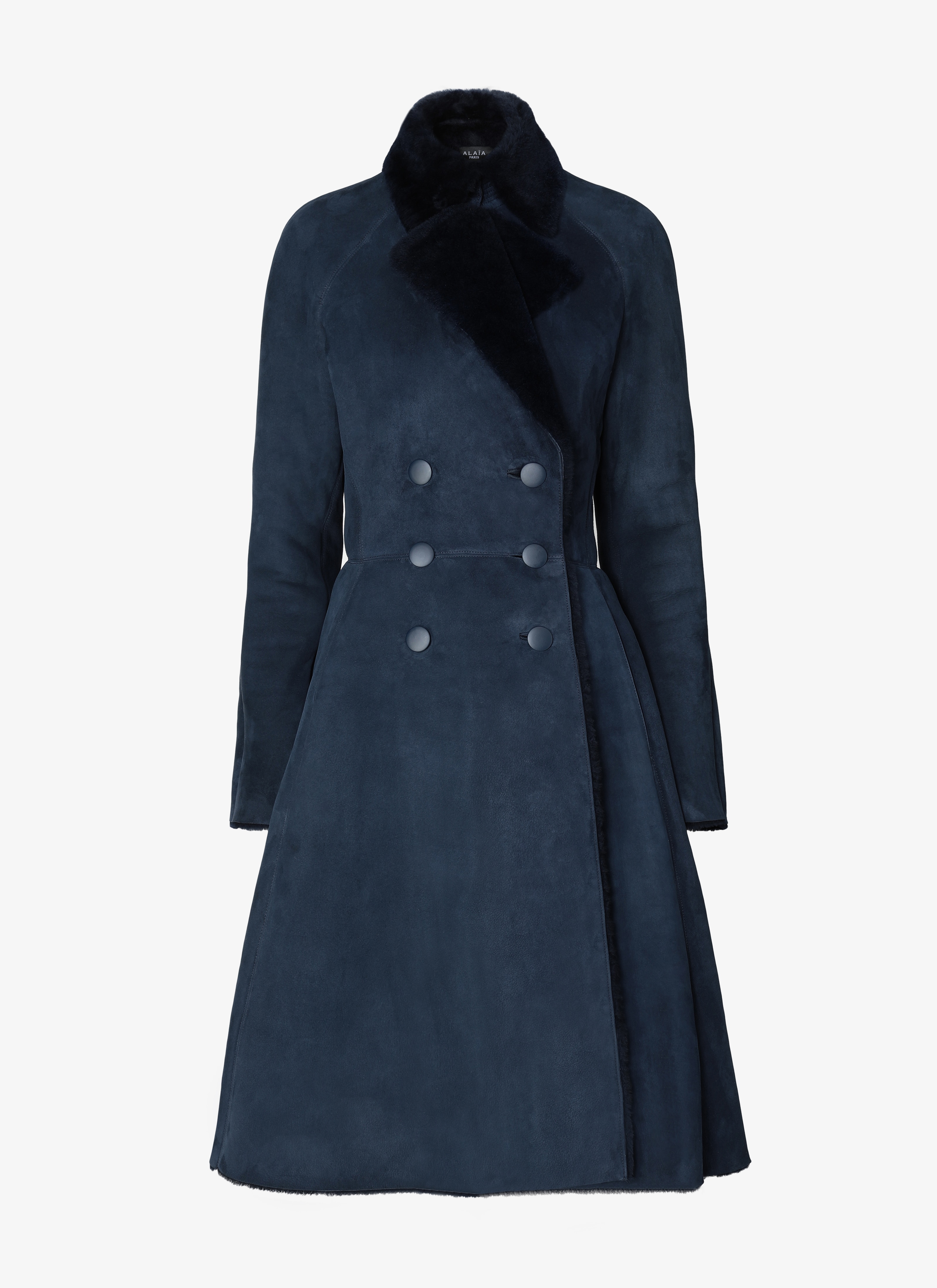 ALAÏA DARK NAVY MERINO WOOLEN COAT