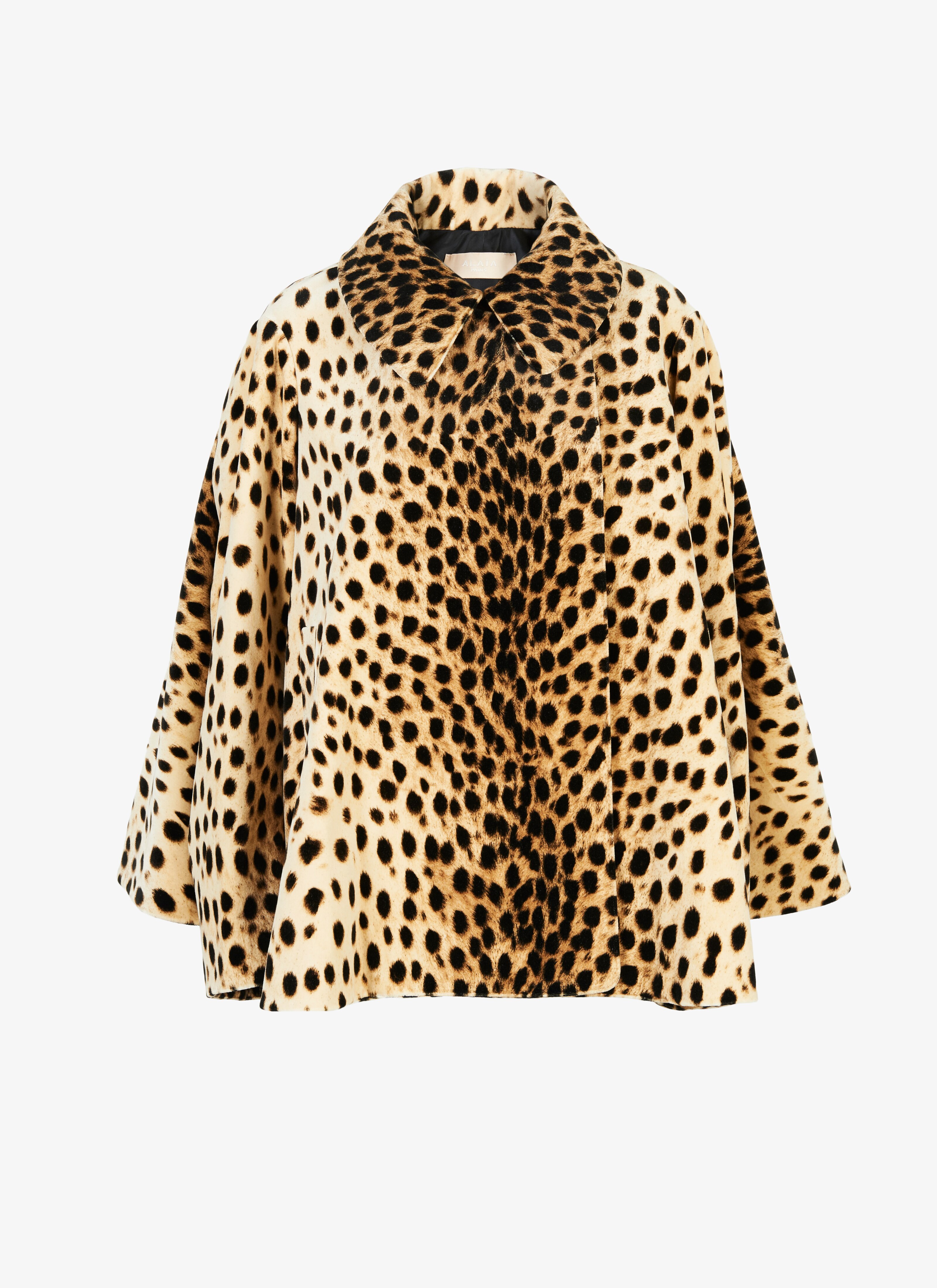 ALAÏA LIGHT BEIGE FLARED VELVET COAT