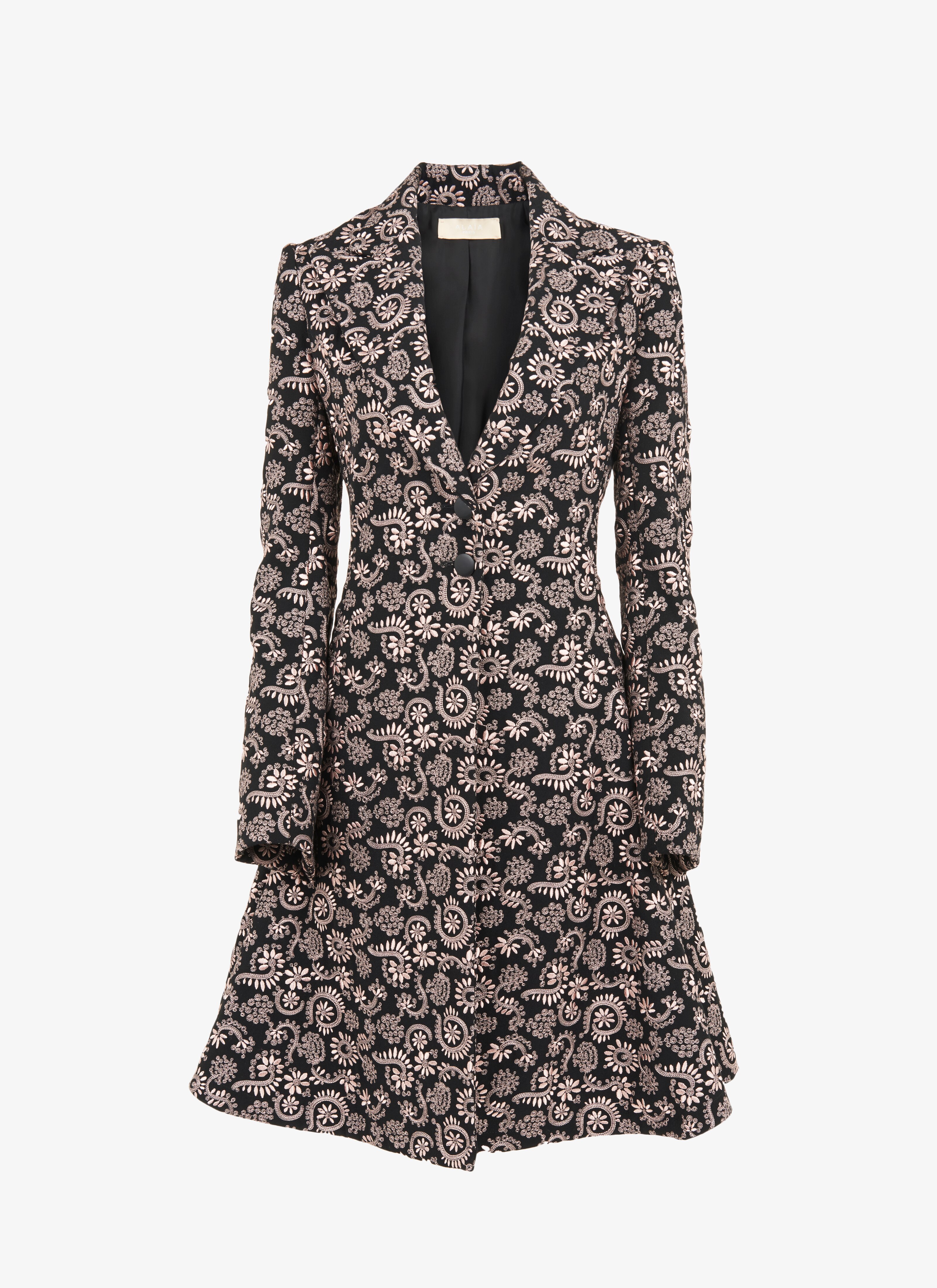 ALAÏA BLACK/LIGHT PINK COAT GABARDINE GRAND IRIS BLACK/NUDE