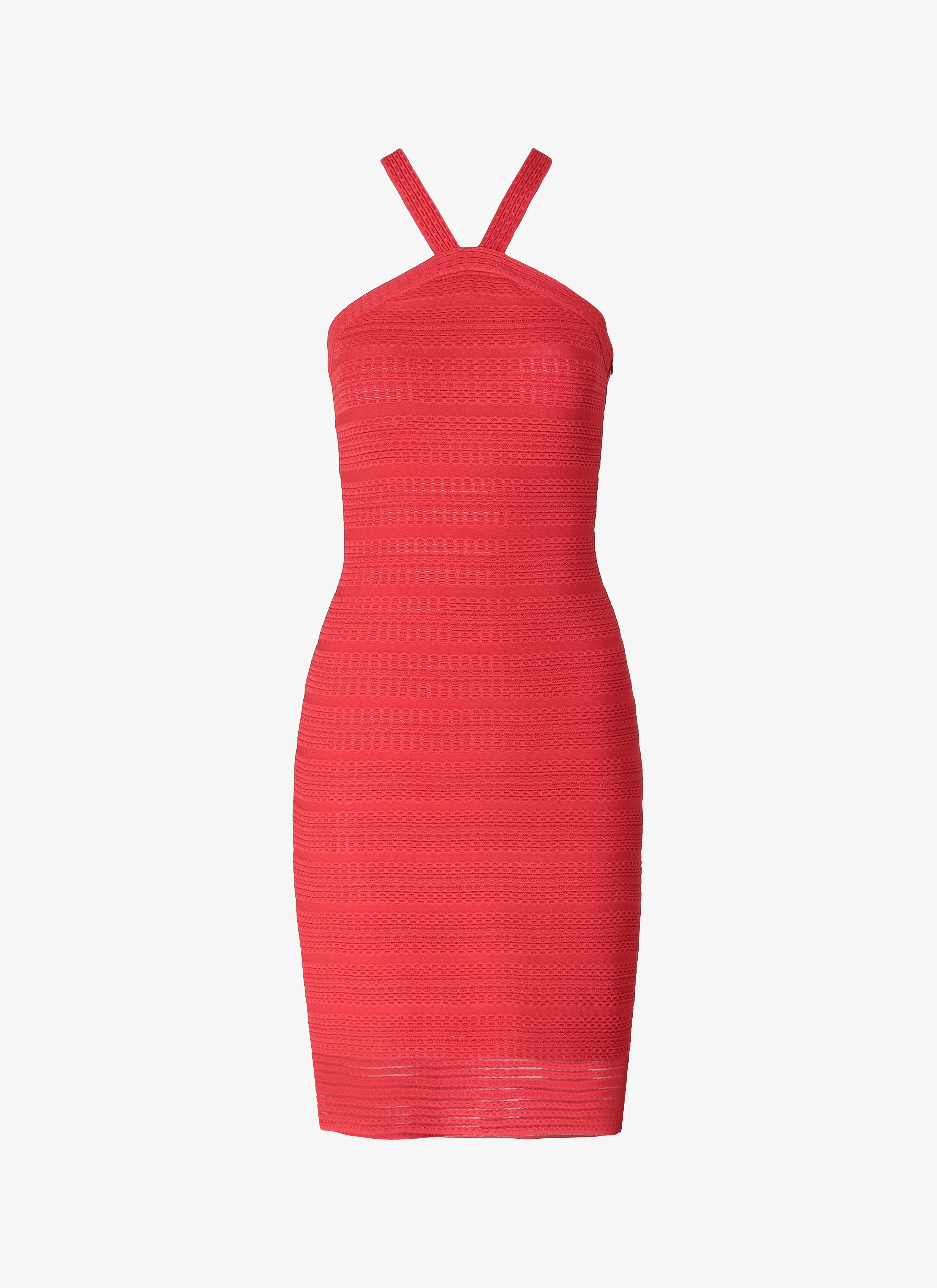 ALAÏA ROUGE ROBE DOS NU EN MAILLE