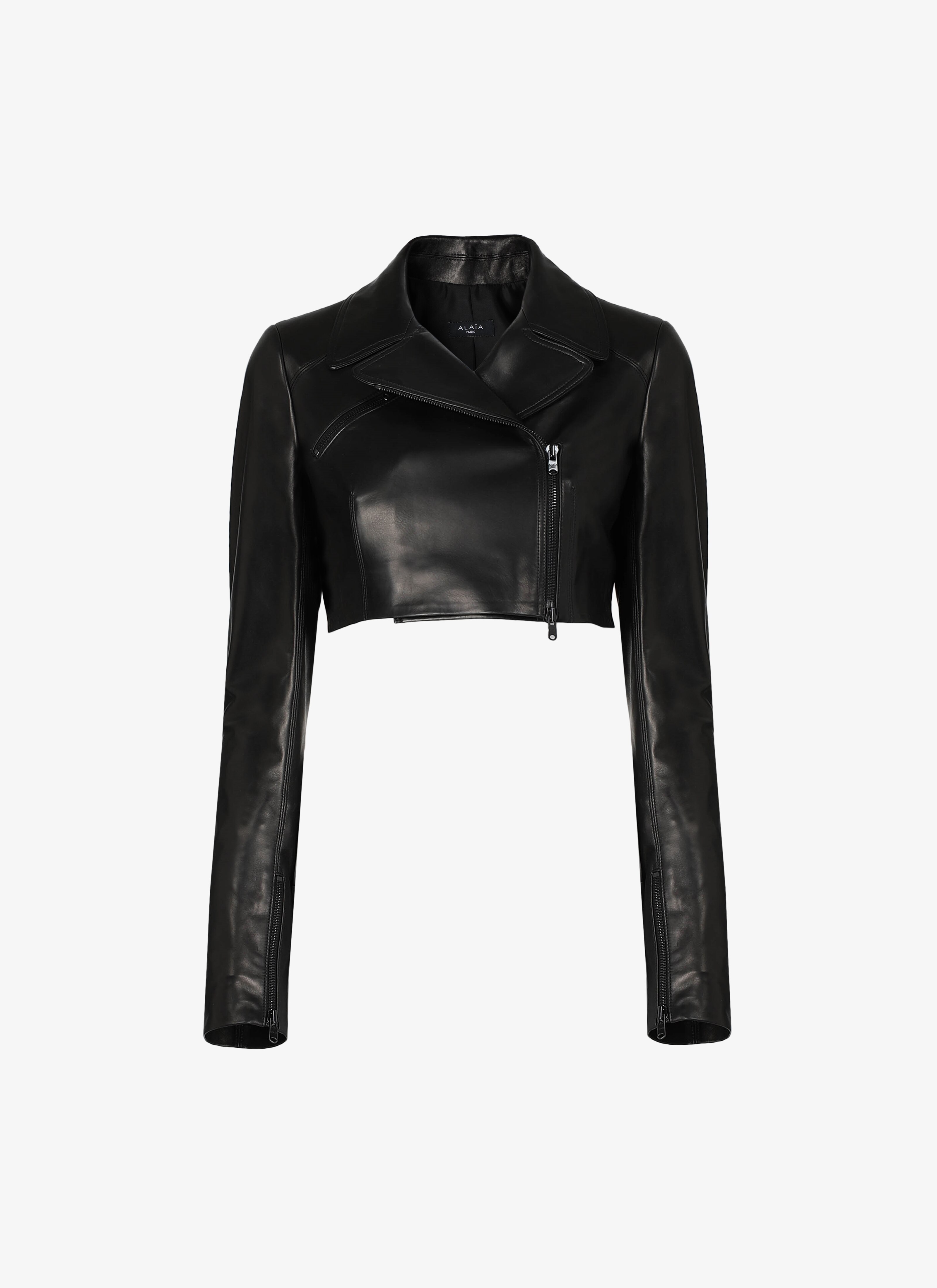 ALAÏA BLACK LEATHER BOMBER JACKET