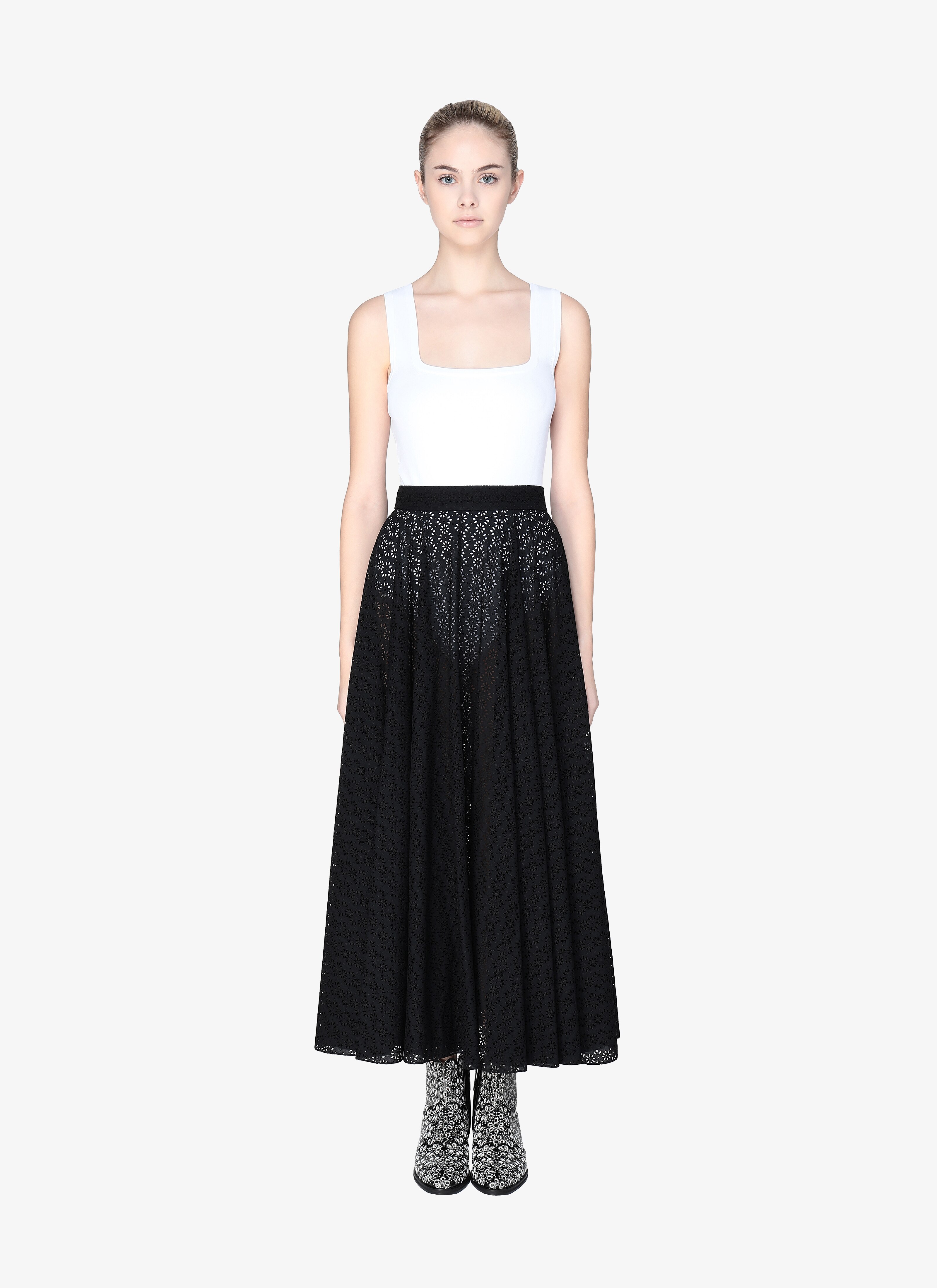 Embroidered Flared Skirt Embroidered Flared Skirt - maison-alaia.com