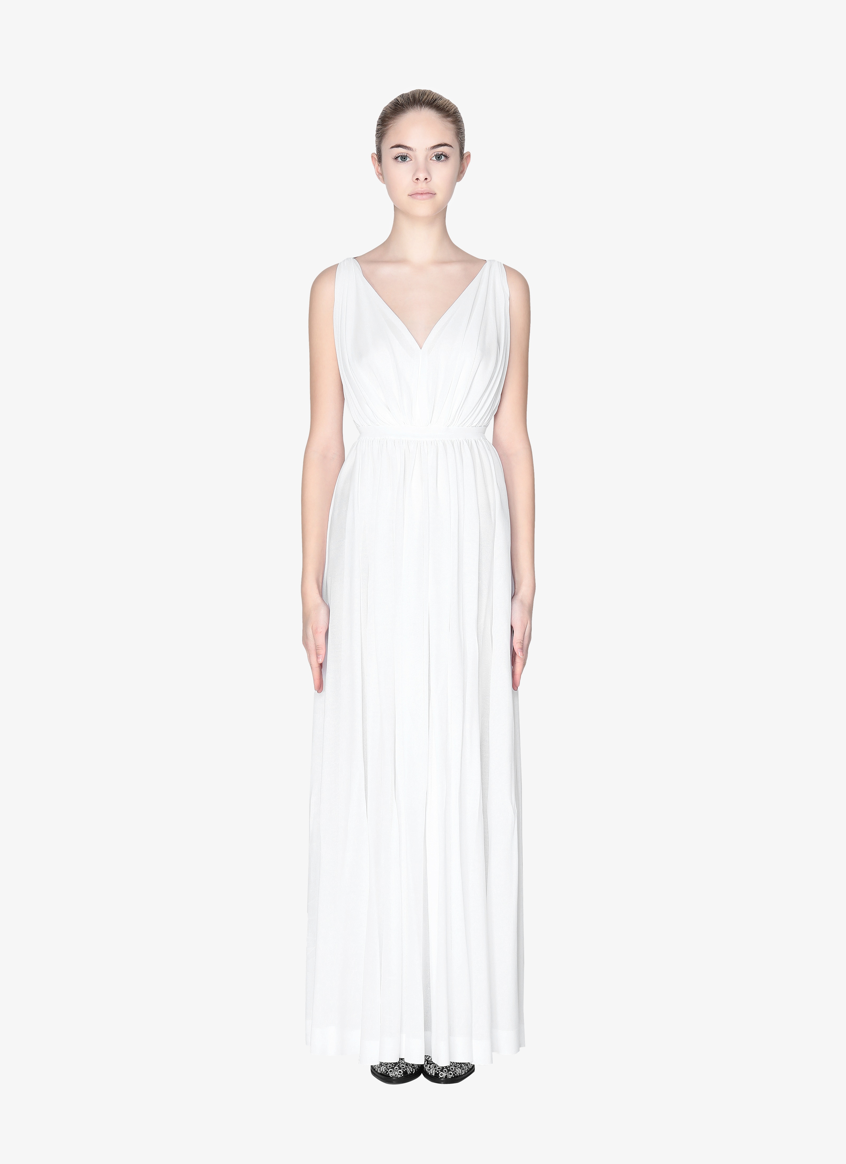 ALAÏA WHITE LONG OPEN BACK DRESS