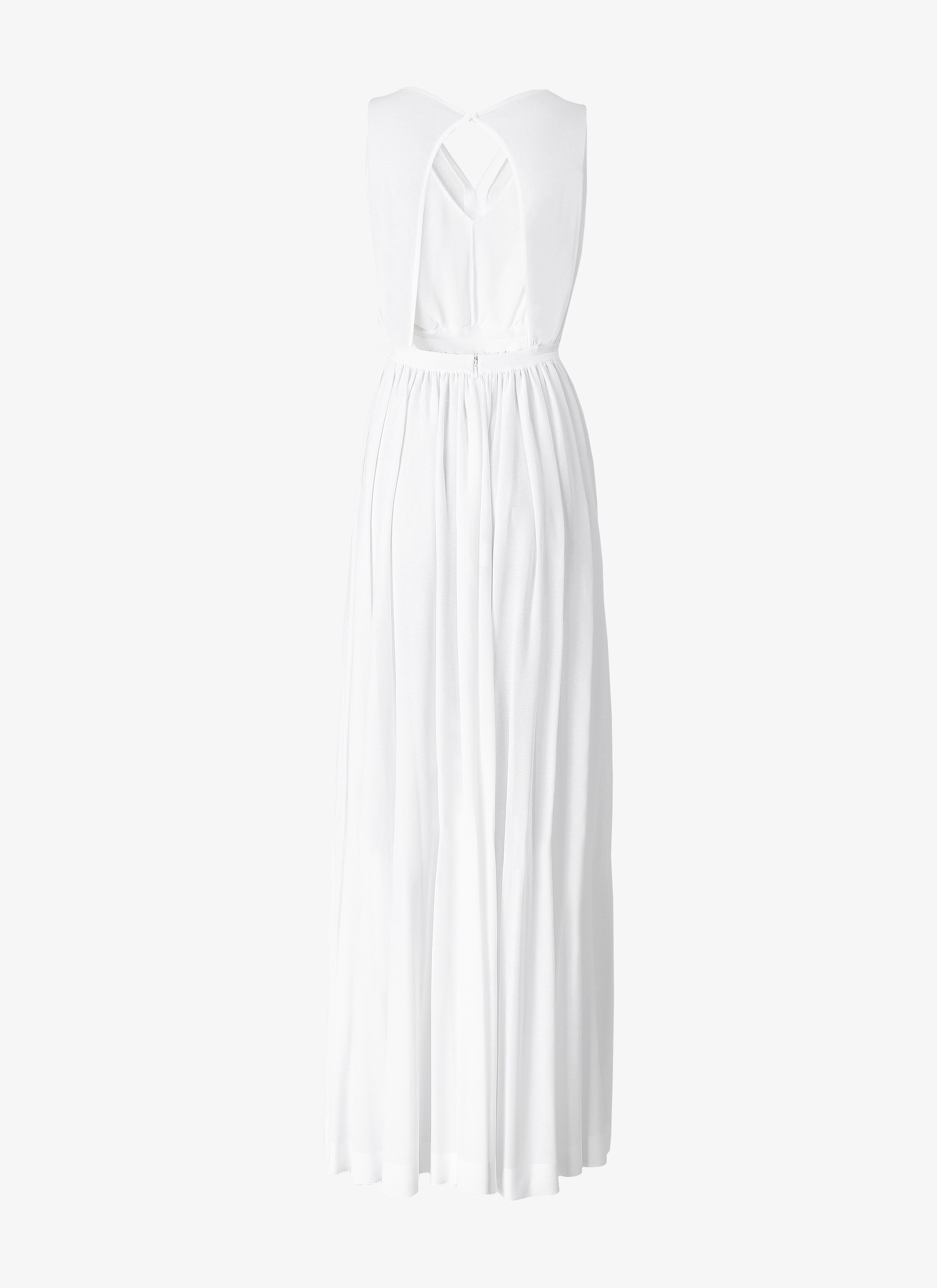 ALAÏA WHITE LONG OPEN BACK DRESS