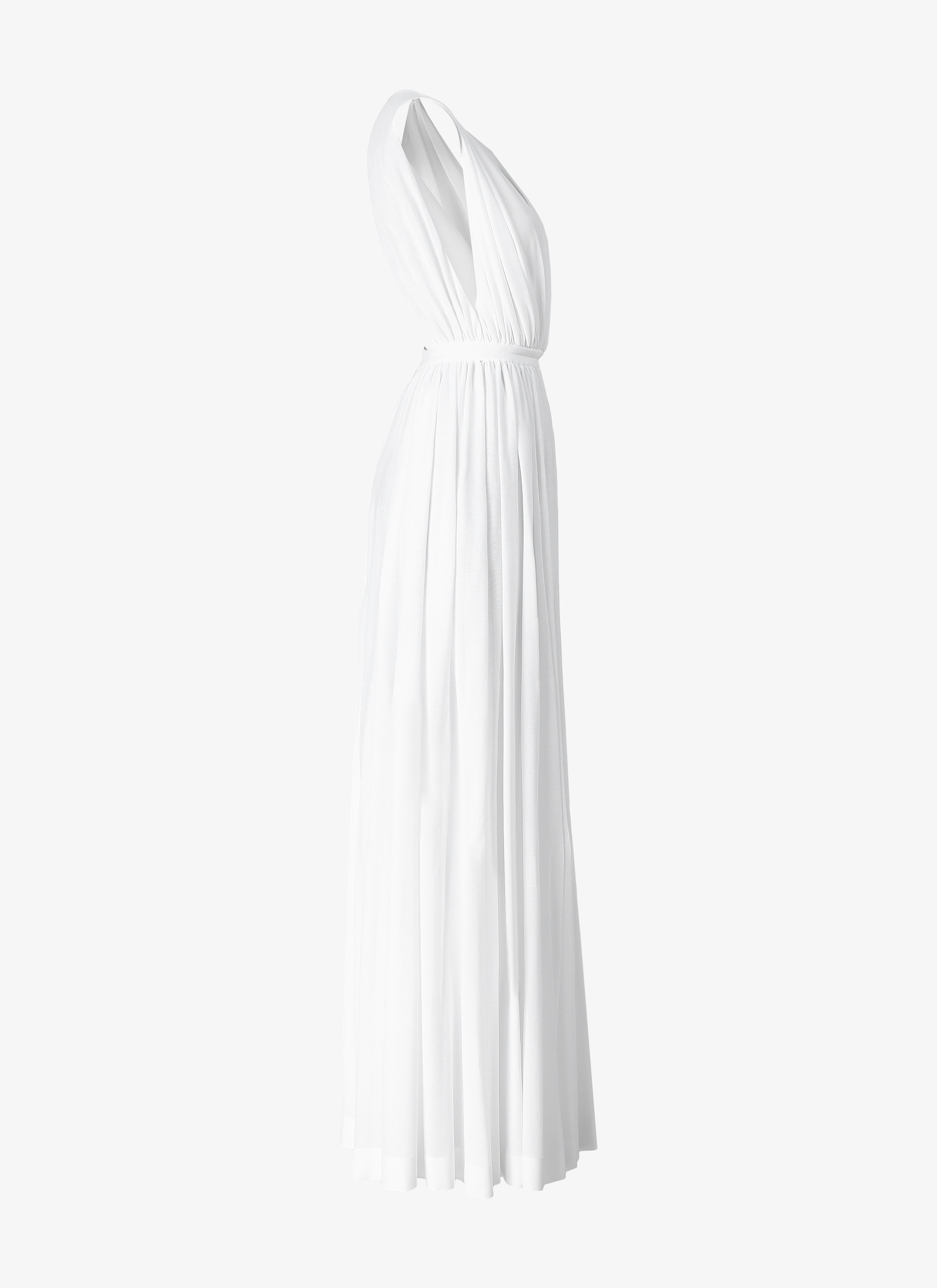 ALAÏA WHITE LONG OPEN BACK DRESS